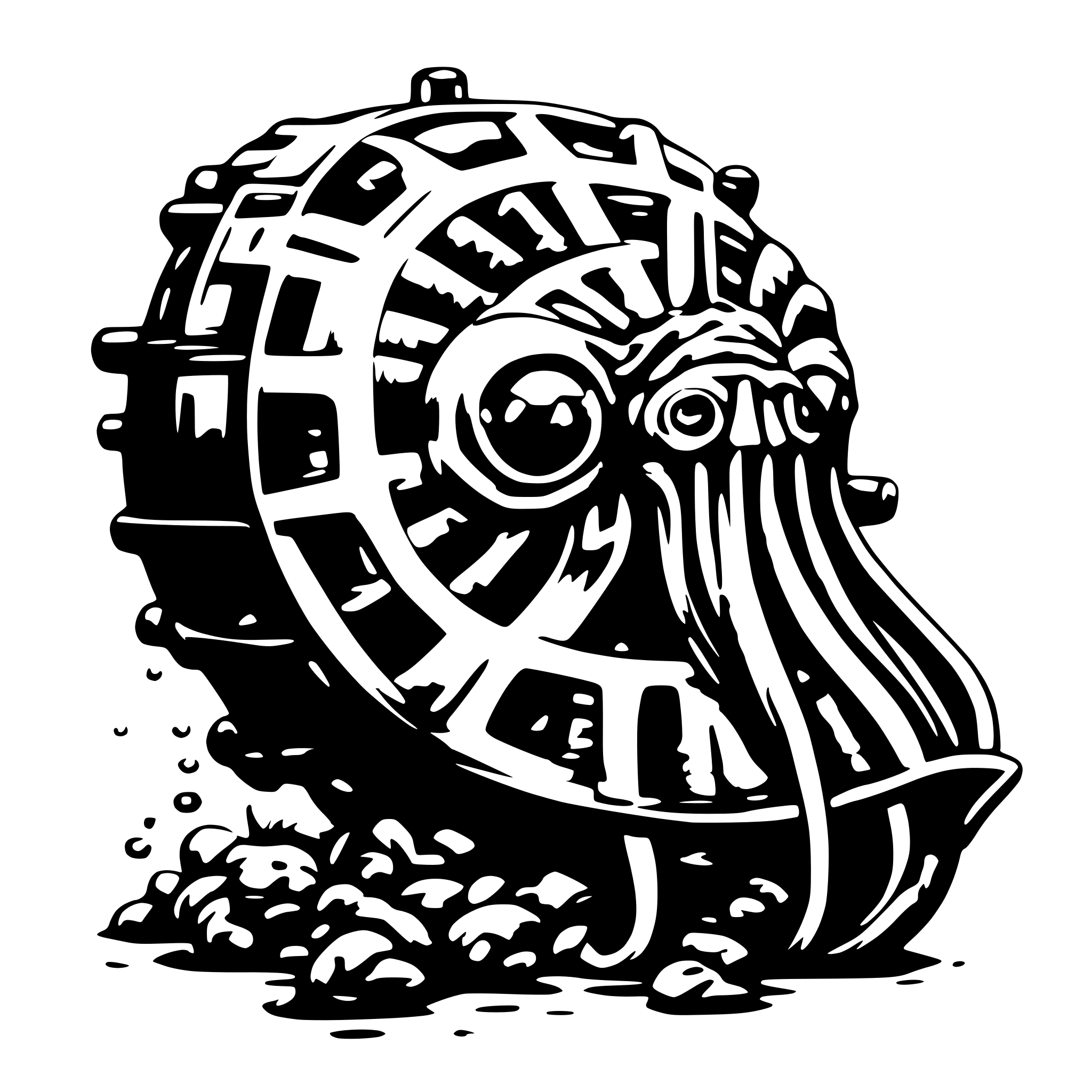 AI-generated SVG of 'SEA MINE AND ONE OCTOPUS'