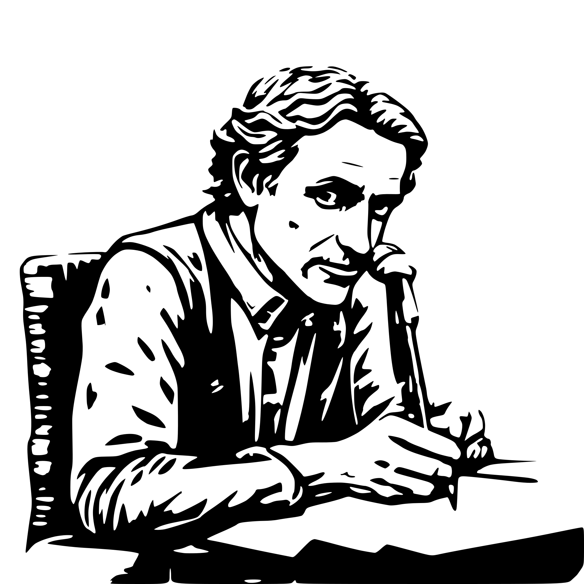 AI-generated SVG of 'a middle aged man, writing something on a paper'