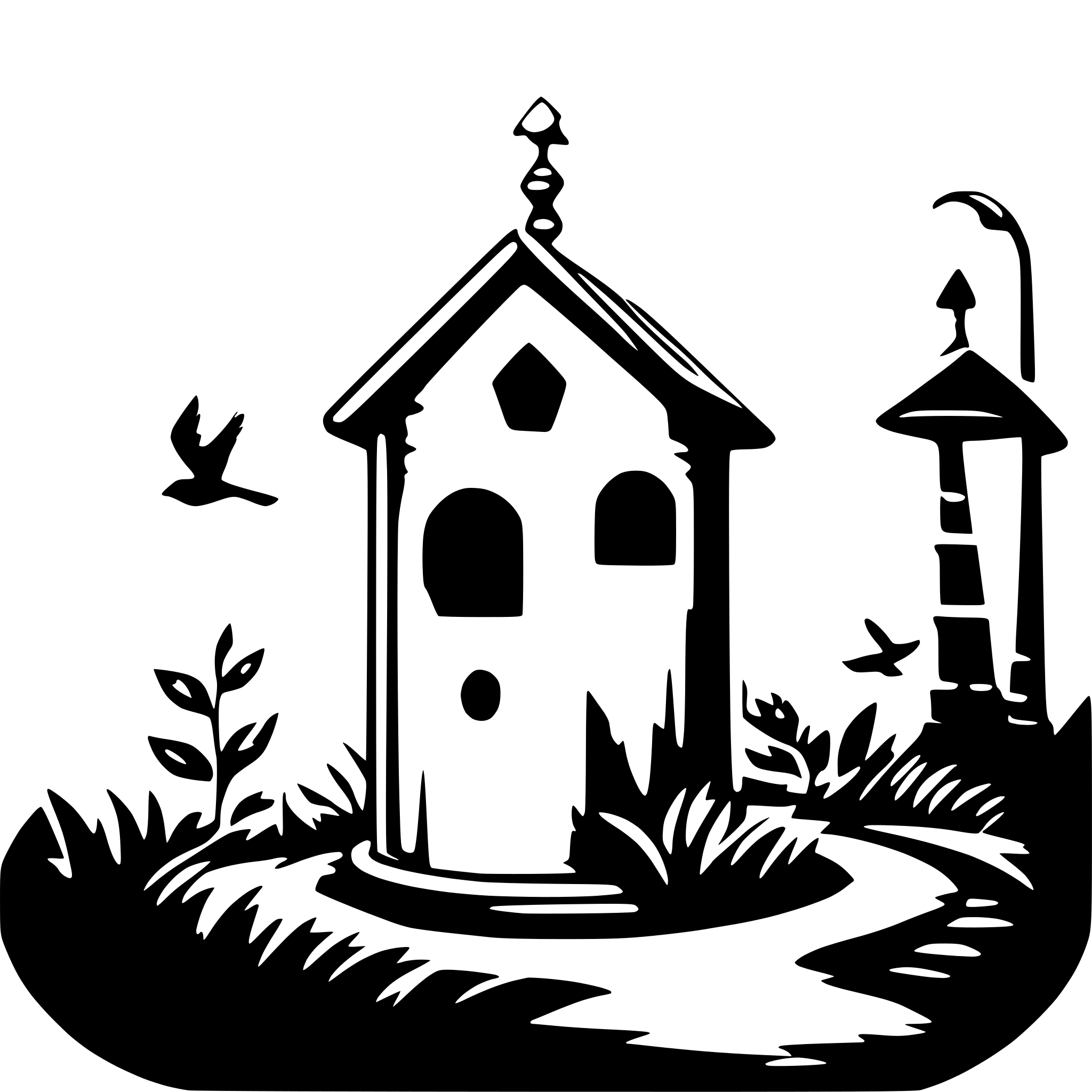 AI-generated SVG of 'bird house in a spiral'