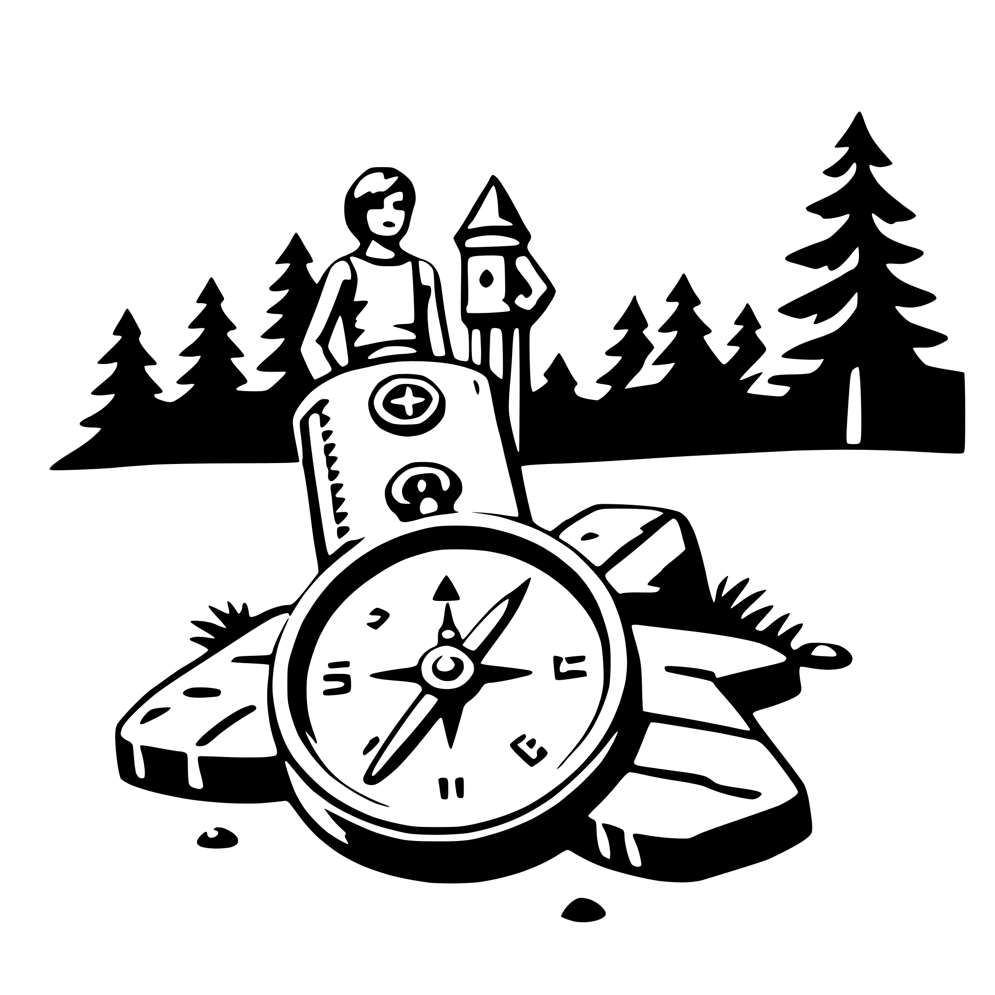 AI-generated SVG of a hiking with compass