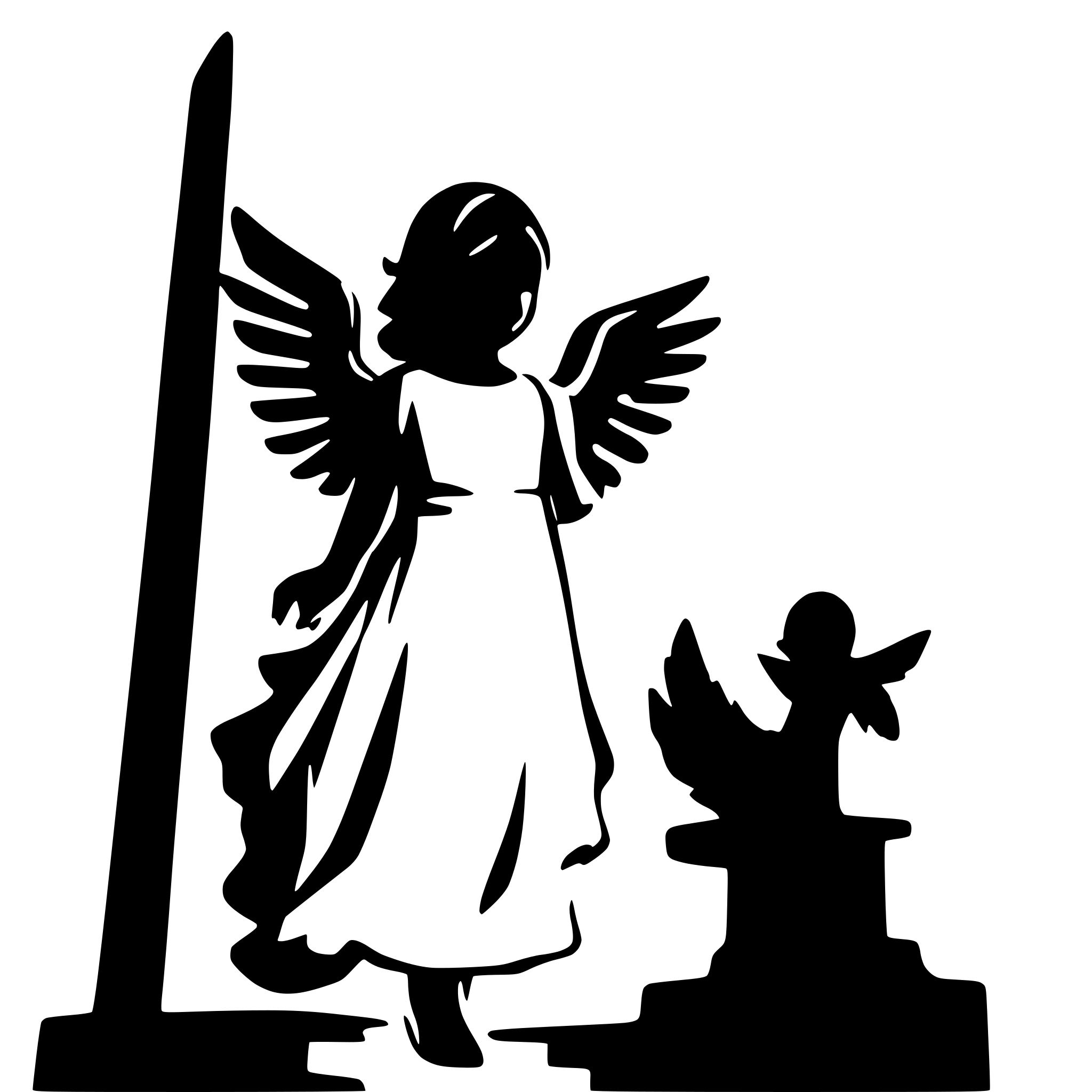 AI-generated SVG of a angel statue silhouette without highlights