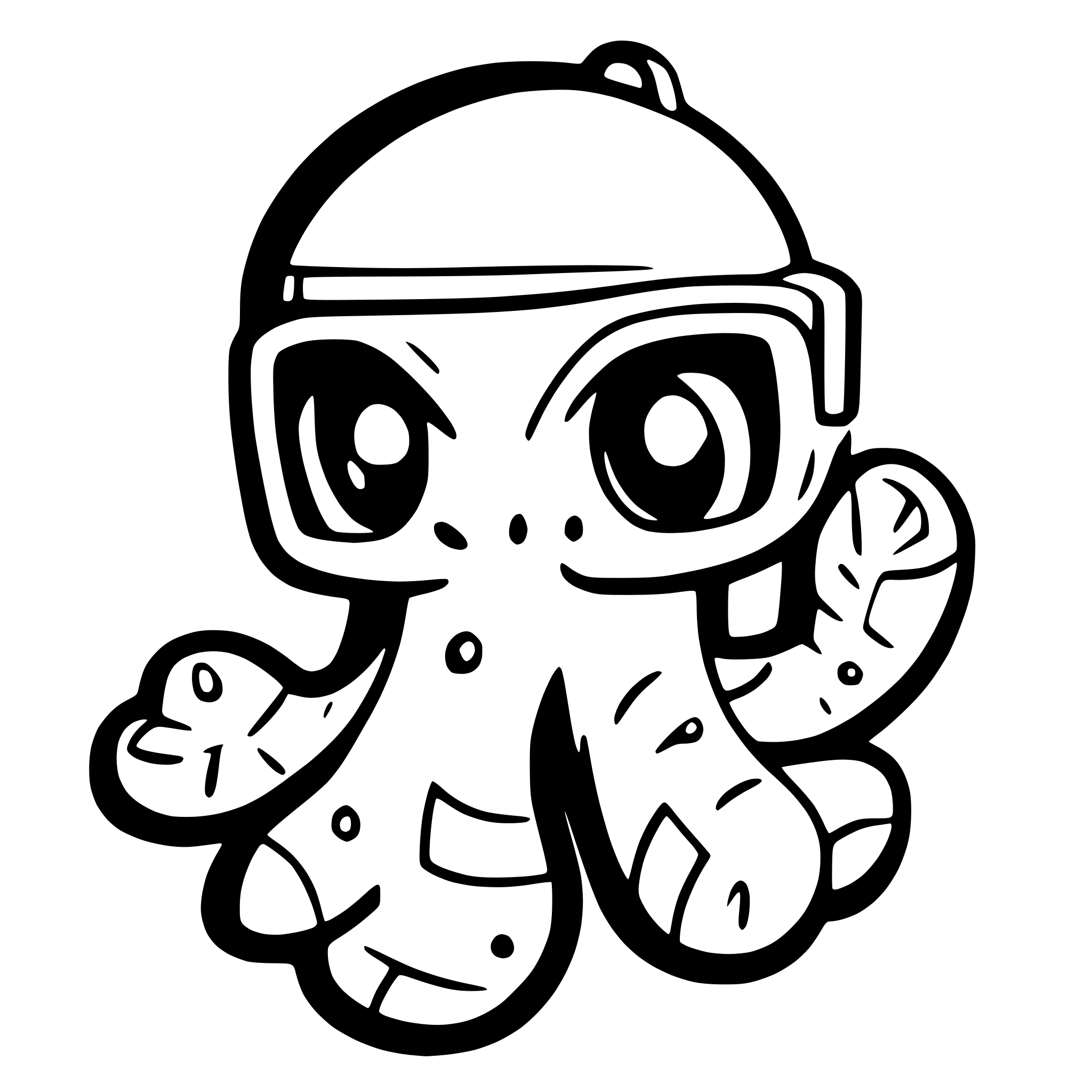 AI-generated SVG of a cute octopus with snorkel and mask