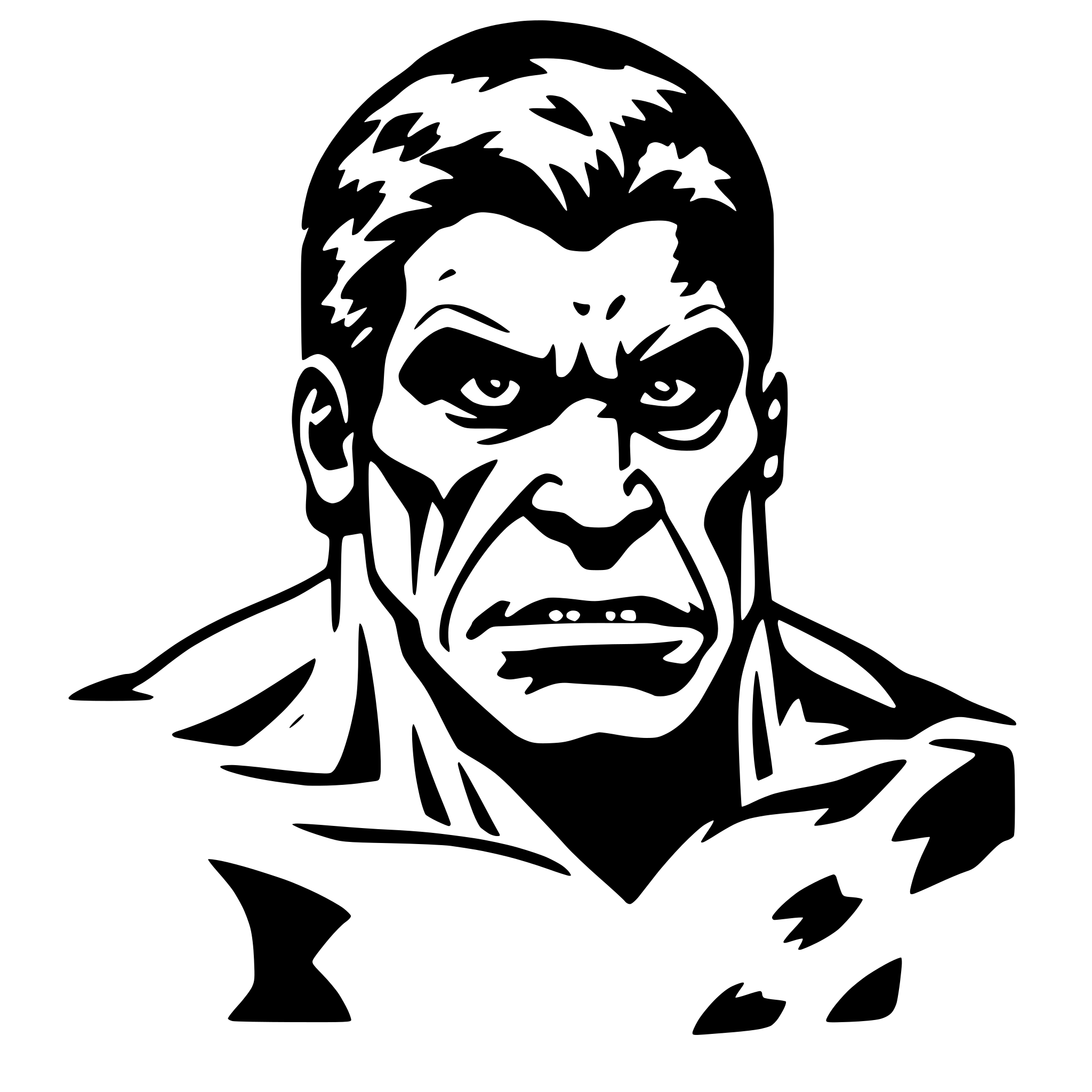 AI-generated SVG of a Black and white Hulk