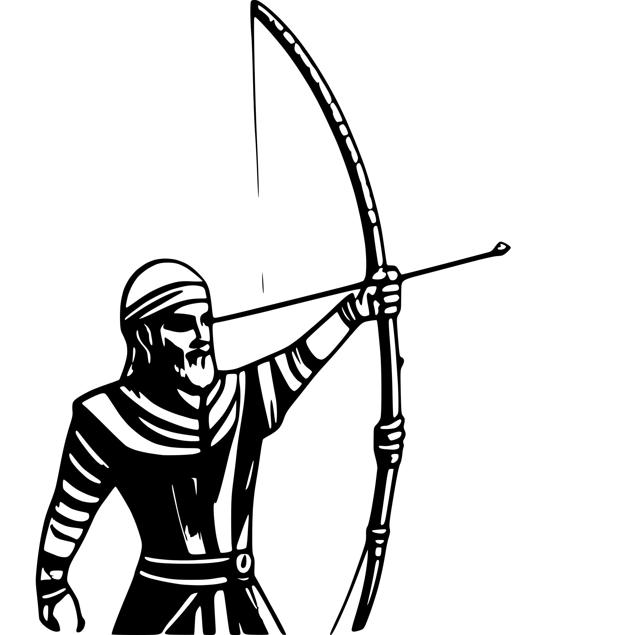 AI-generated SVG of a a Persian ancient man, an archer, with a bow