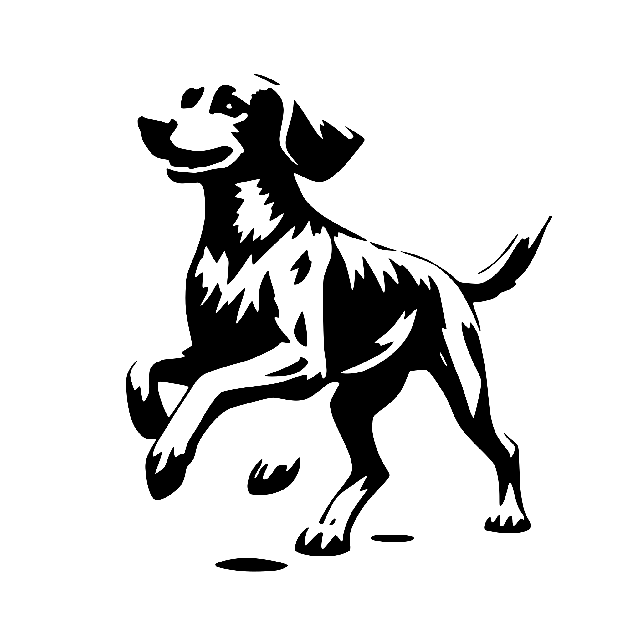 AI-generated SVG of 'running dog, view side'