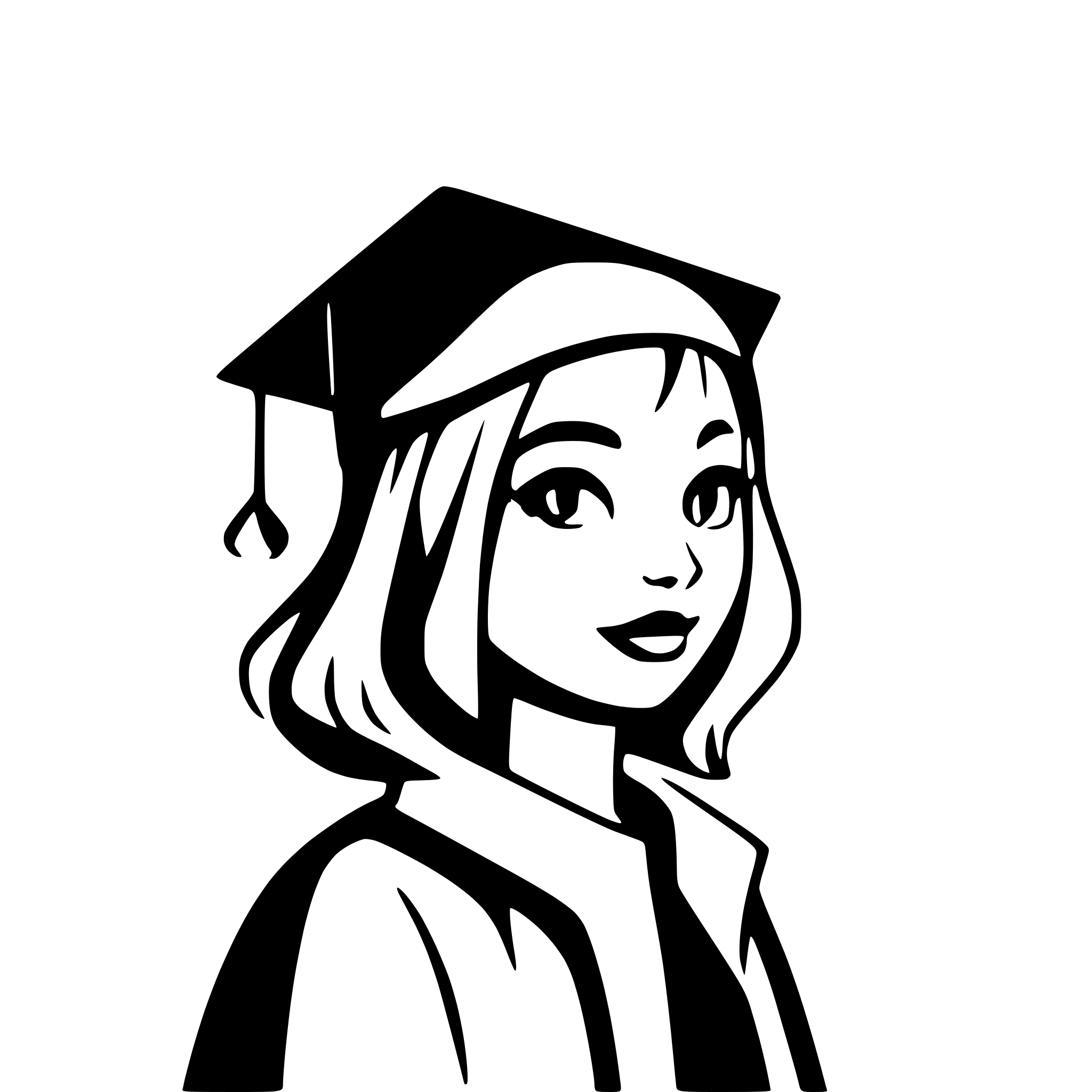AI-generated SVG of a very simple silhouette of a person without a face who wears graduation cap