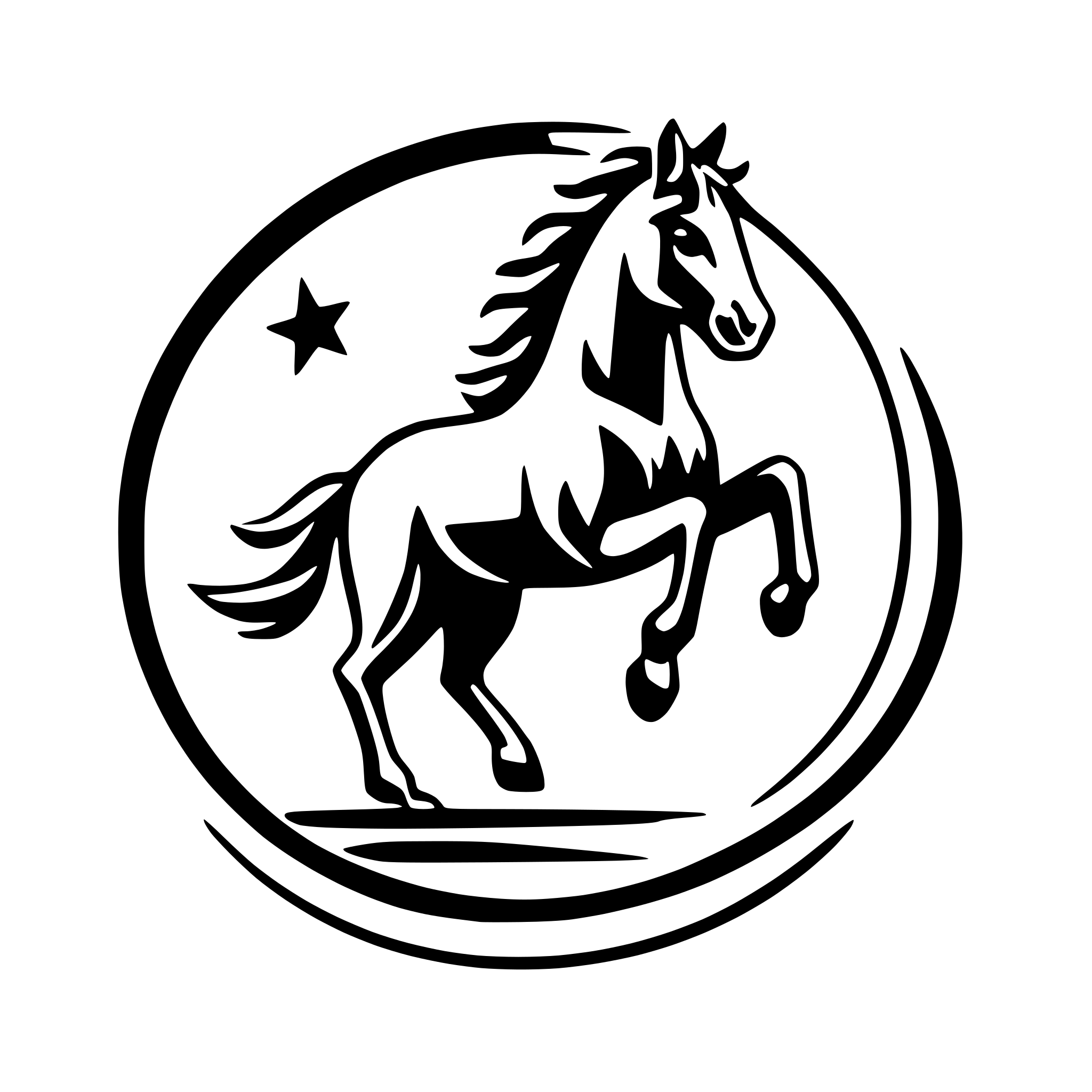 AI-generated SVG of a dynamic running horse and star, simole verctors and lines