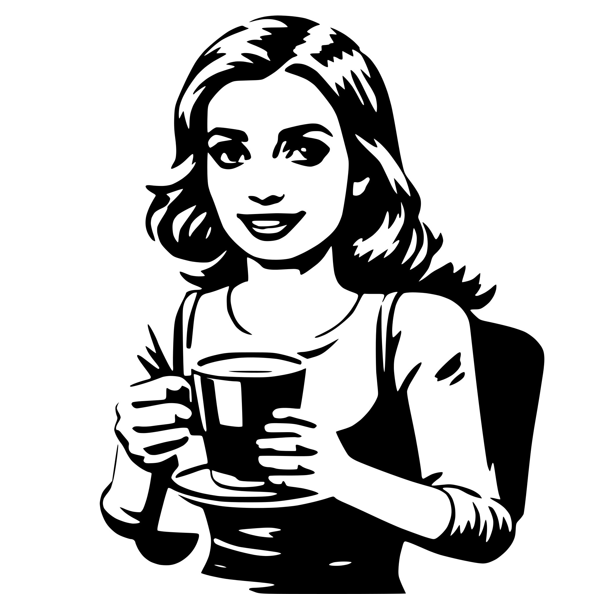 AI-generated SVG of 'Woman holding a coffee'