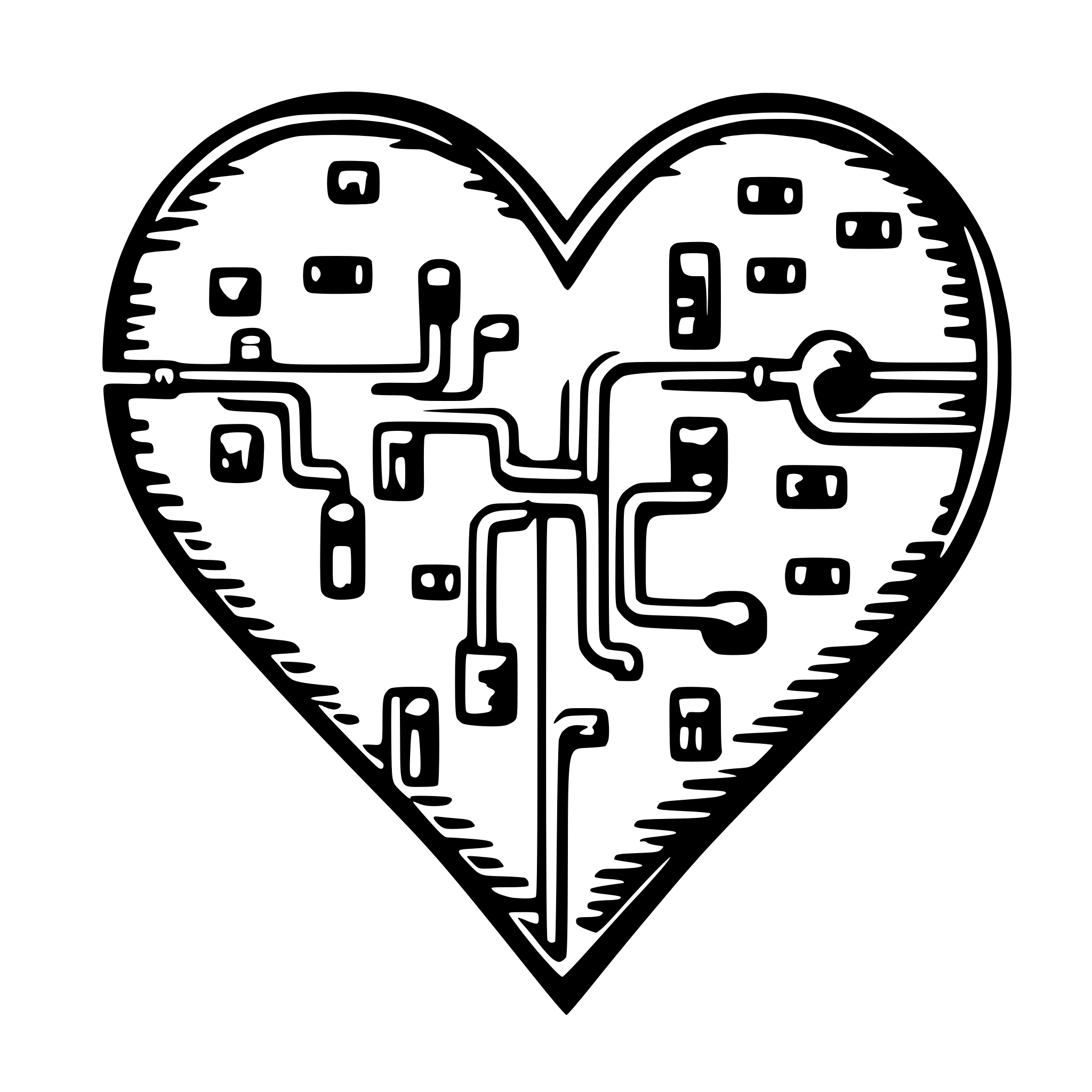 AI-generated SVG of 'heart shaped circuit'