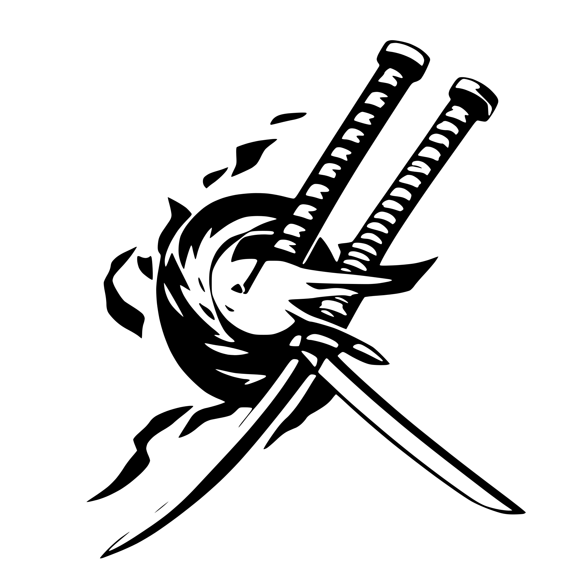 AI-generated SVG of a the word takashima in japanese style cut in the middle by a katana