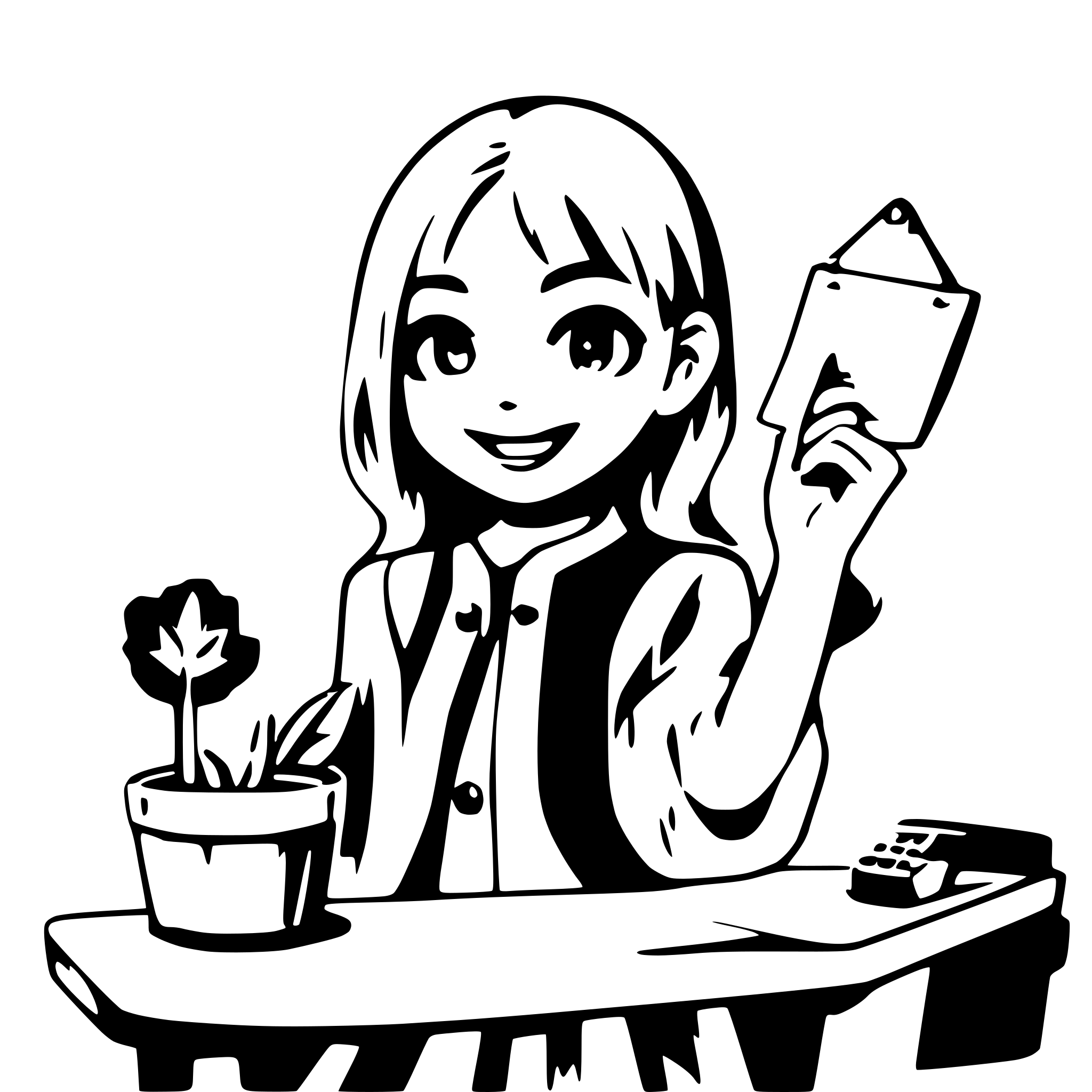 AI-generated SVG of a happy girl, tasks, productivity
