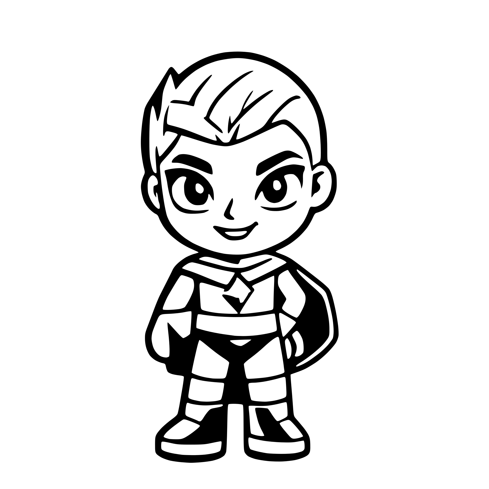 AI-generated SVG of a Create a minimalist, cute, vector-style SVG illustration of a **young superhero mascot** for the Favor.gr platform.  🎨 Style: - Flat design, cartoon-like - Quiet, calm expression (not shouting, no extreme smile) - Soft, friendly face — no mask - Mini/small proportions (like a child-sized hero or chibi-style) - Hands on hips or gentle confident stance  🧢 Outfit: - Simple blue superhero costume - Red cape - Red boots - Yellow or gold belt - No gloves, no mask - **On the chest (t-shirt):** a large,