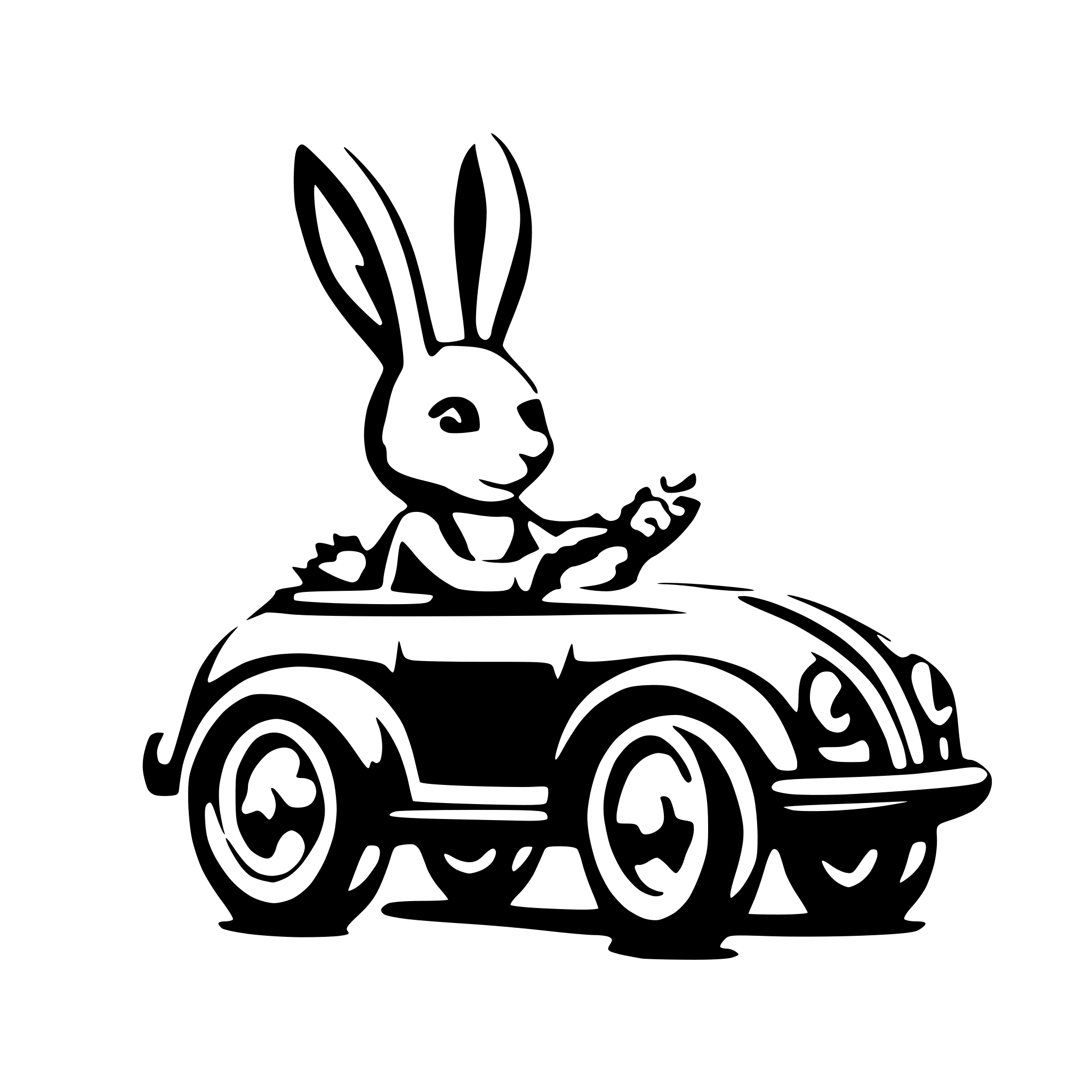 AI-generated SVG of a Cute bunny driving carrot car