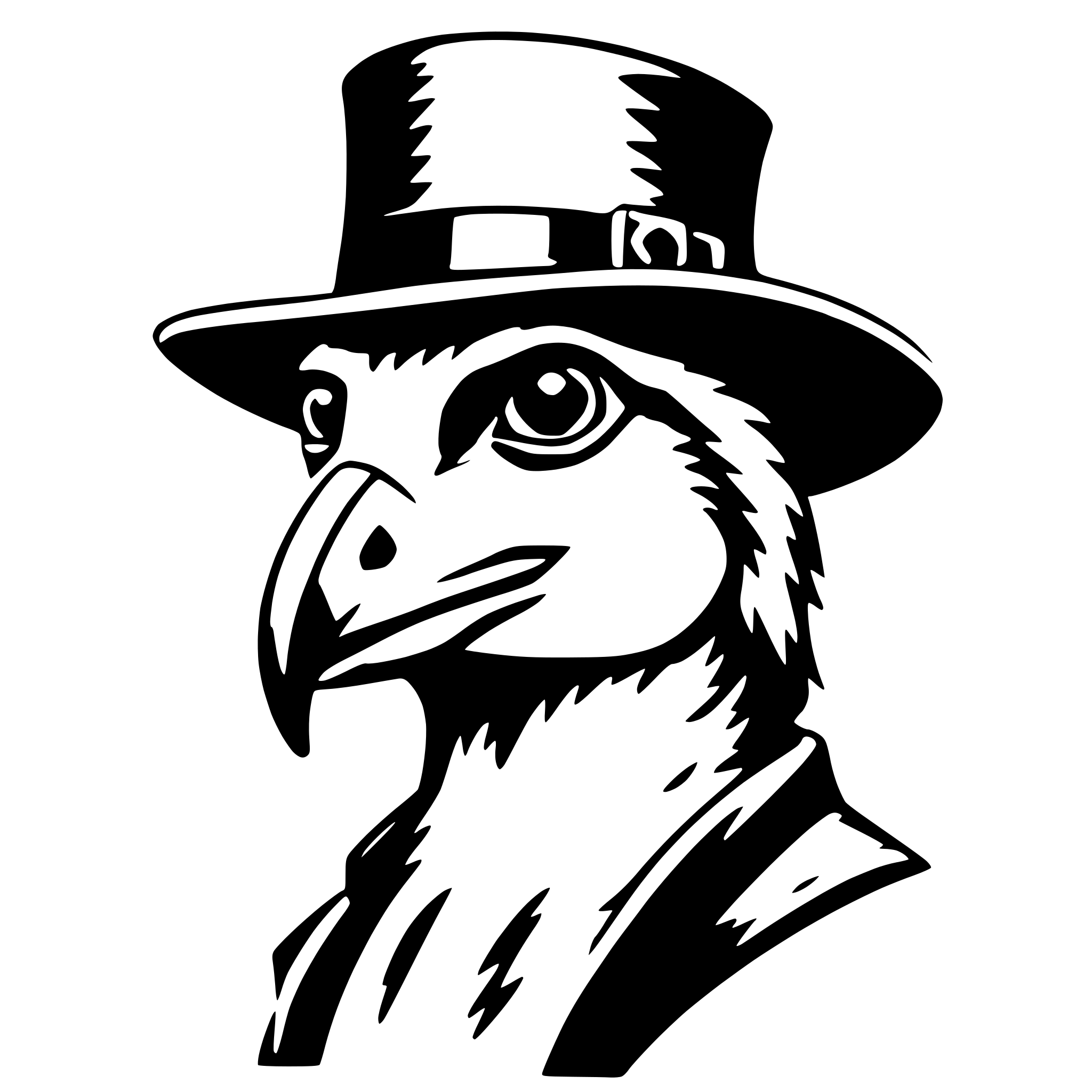 AI-generated SVG of 'falcon with fedora'