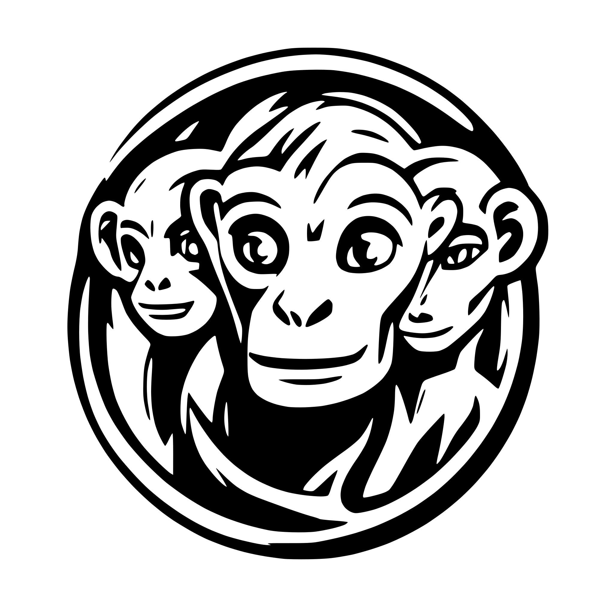 AI-generated SVG of a Three headed monkey