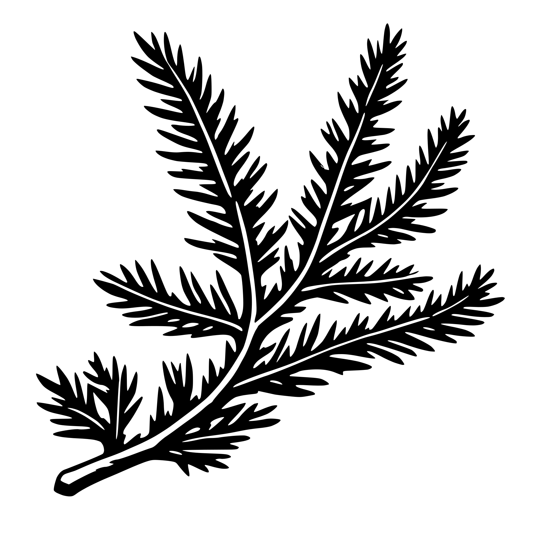 AI-generated SVG of 'conifer branch with 7lines'