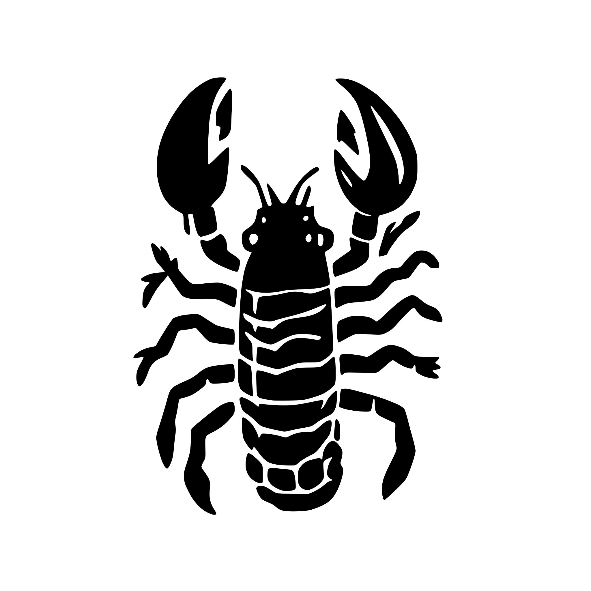 AI-generated SVG of a crawfish silhouette outline