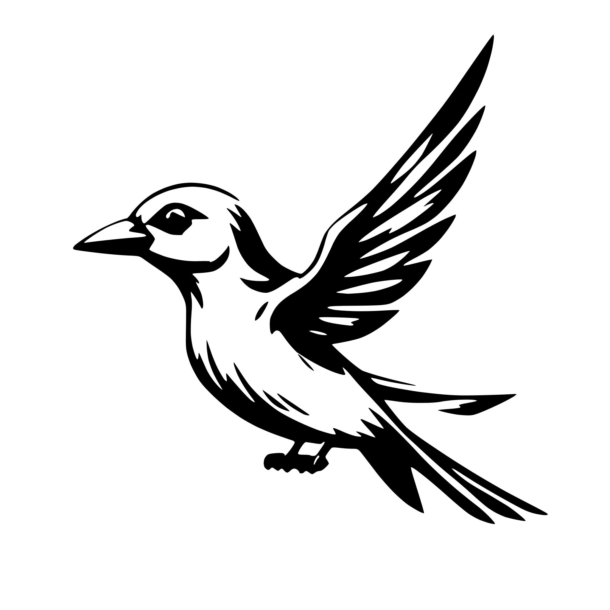 AI-generated SVG of a bird with one wing fanned out to the right. soft lines AI-generated SVG of a bird with one wing fanned out to the right. soft lines