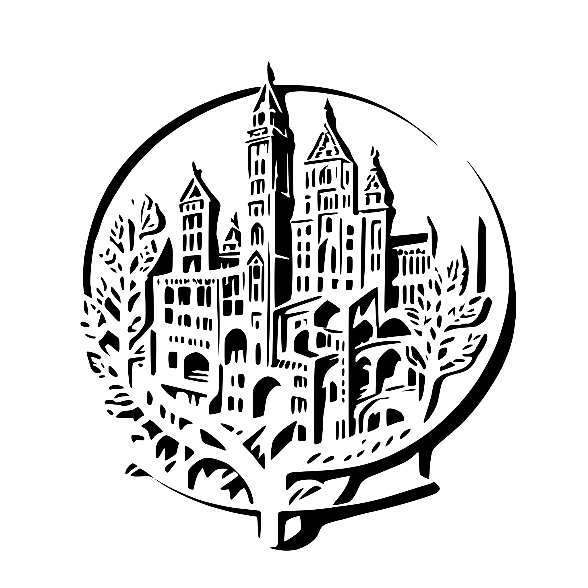 AI-generated SVG of a Poznań Town Hall