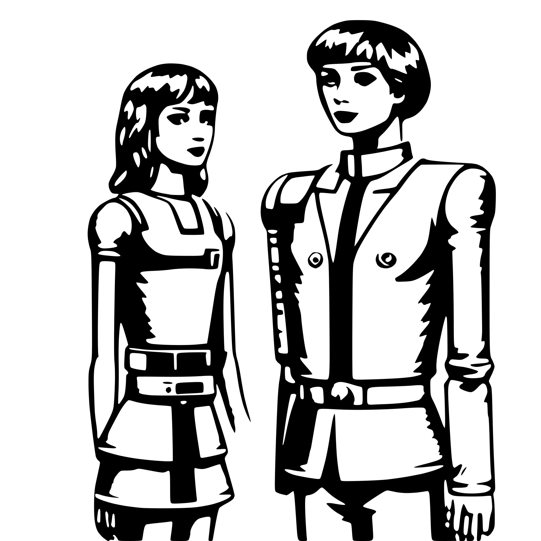 AI-generated SVG of a couple of Artificial Intelligence humans standing on front of each other contacting wireless