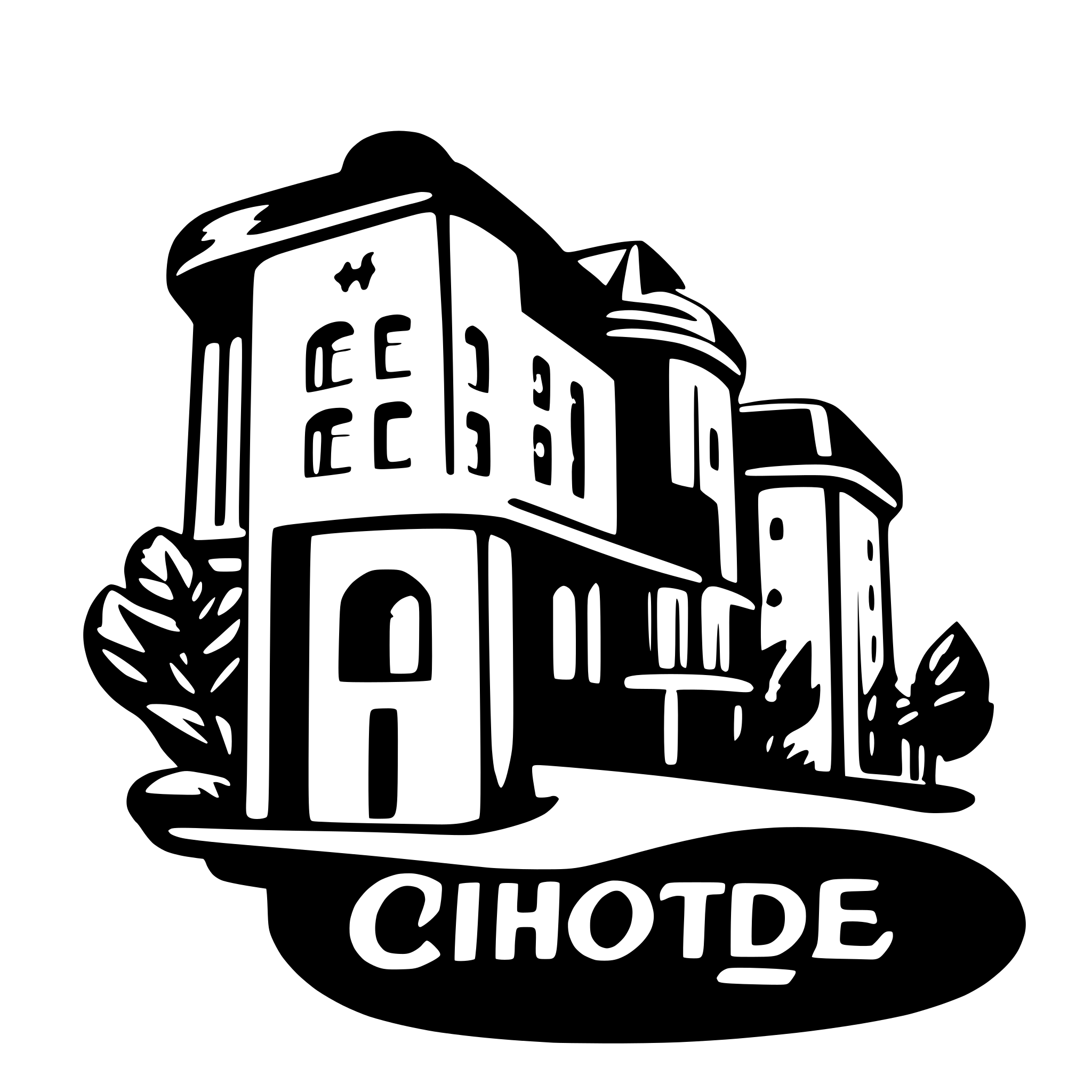 AI-generated SVG of a a sticker saying choose hotels