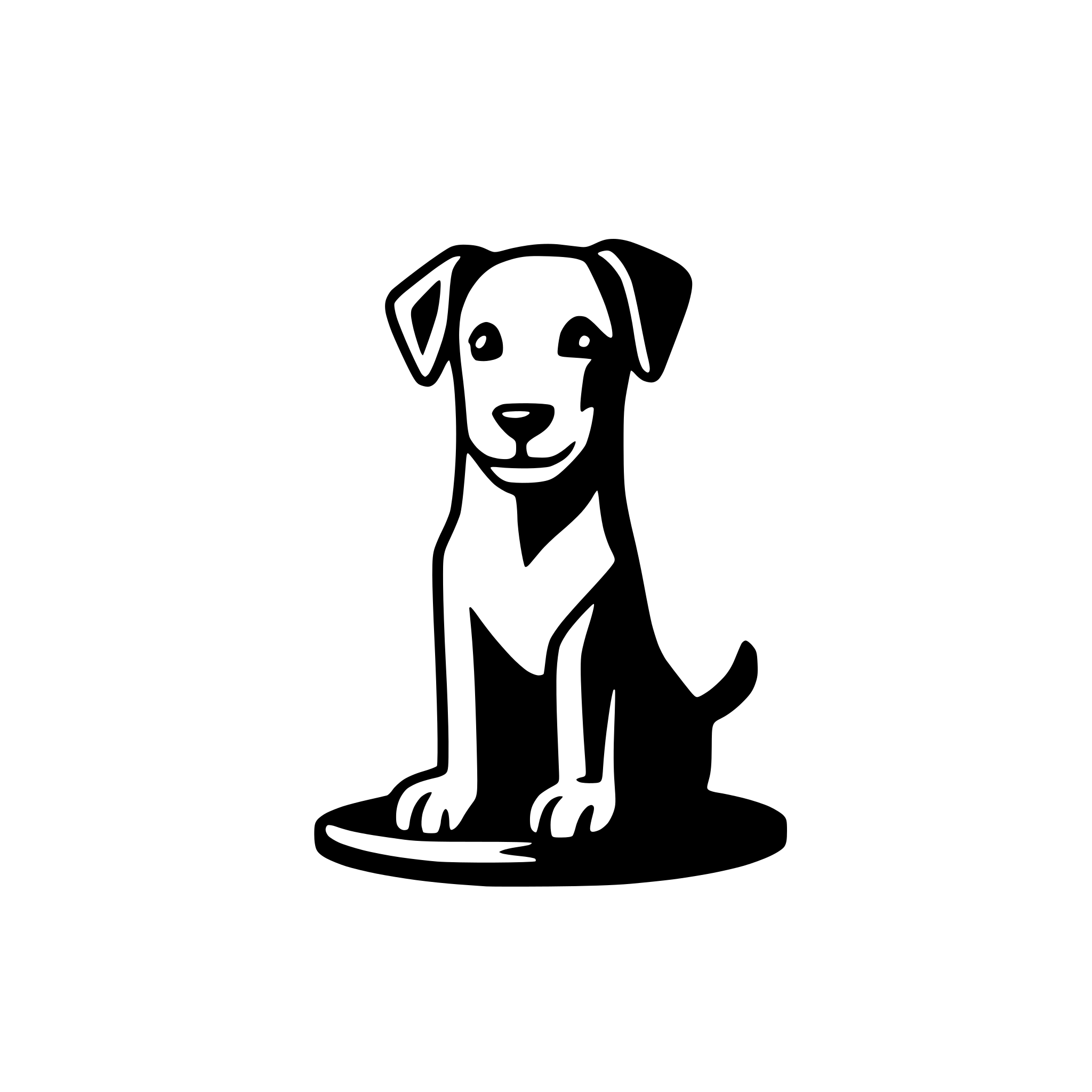 AI-generated SVG of a A minimalist logo featuring a dog silhouette sitting proudly over a large contour of Cyprus