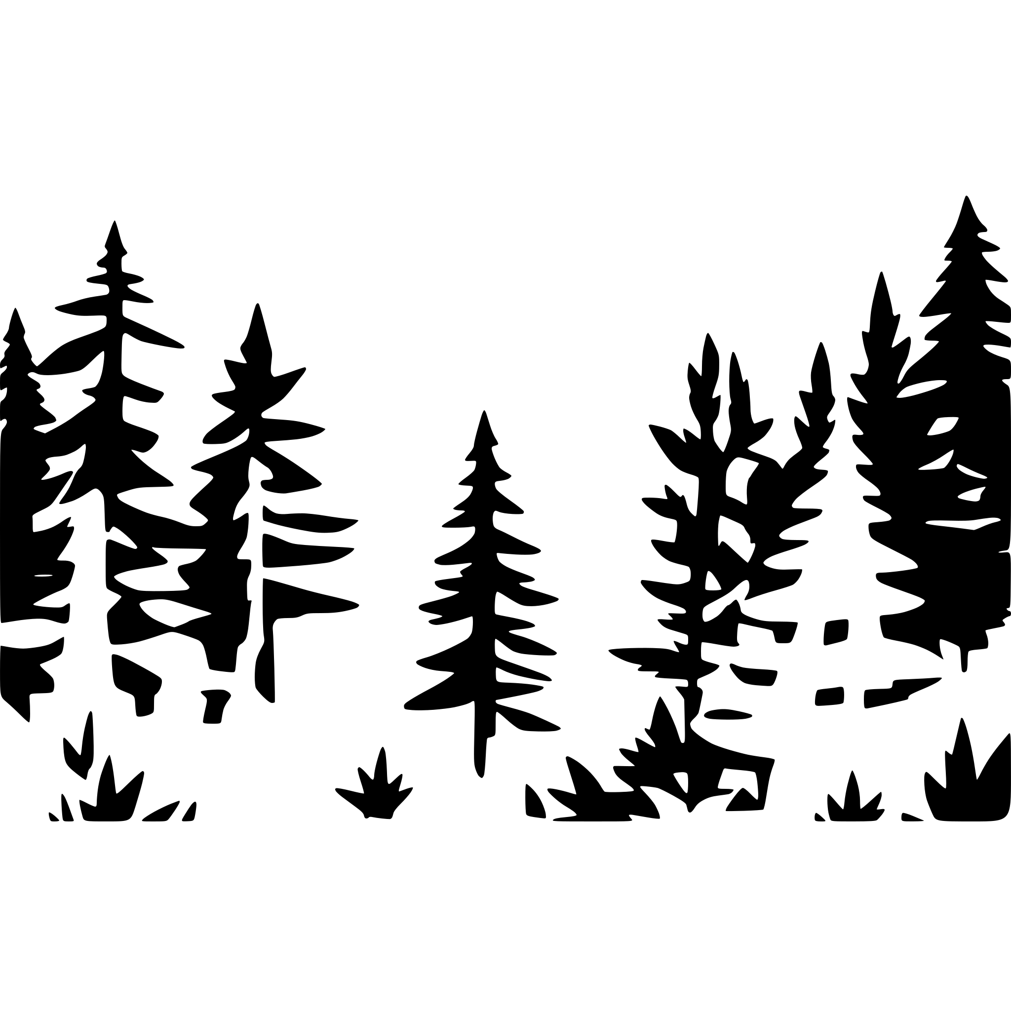 AI-generated SVG of a Silhouette of a dense forest with a lot of pine trees