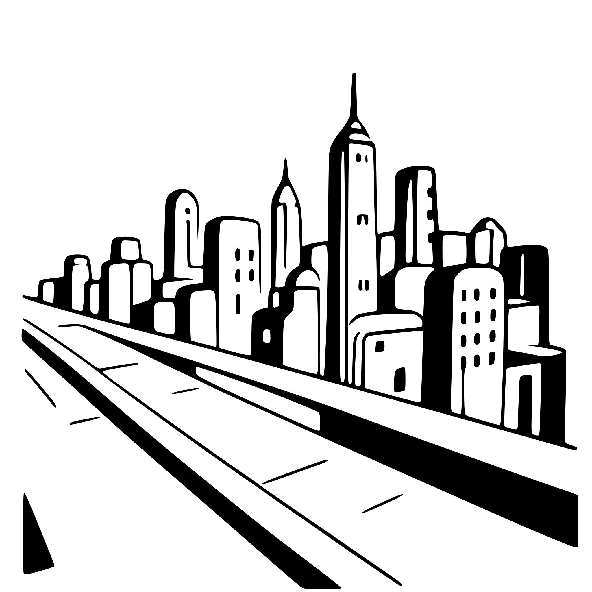 AI-generated SVG of a city skyline at dusk