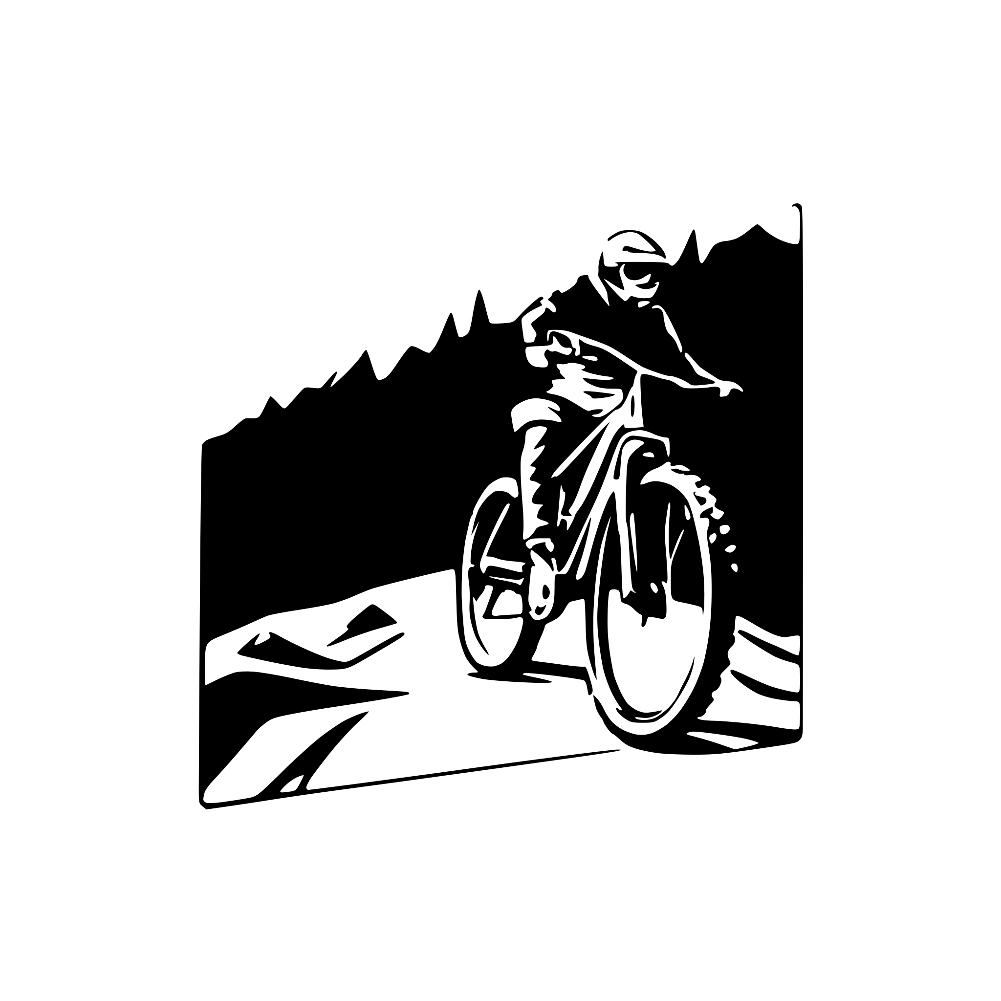 AI-generated SVG of a mountainbike breaking out of a picture frame