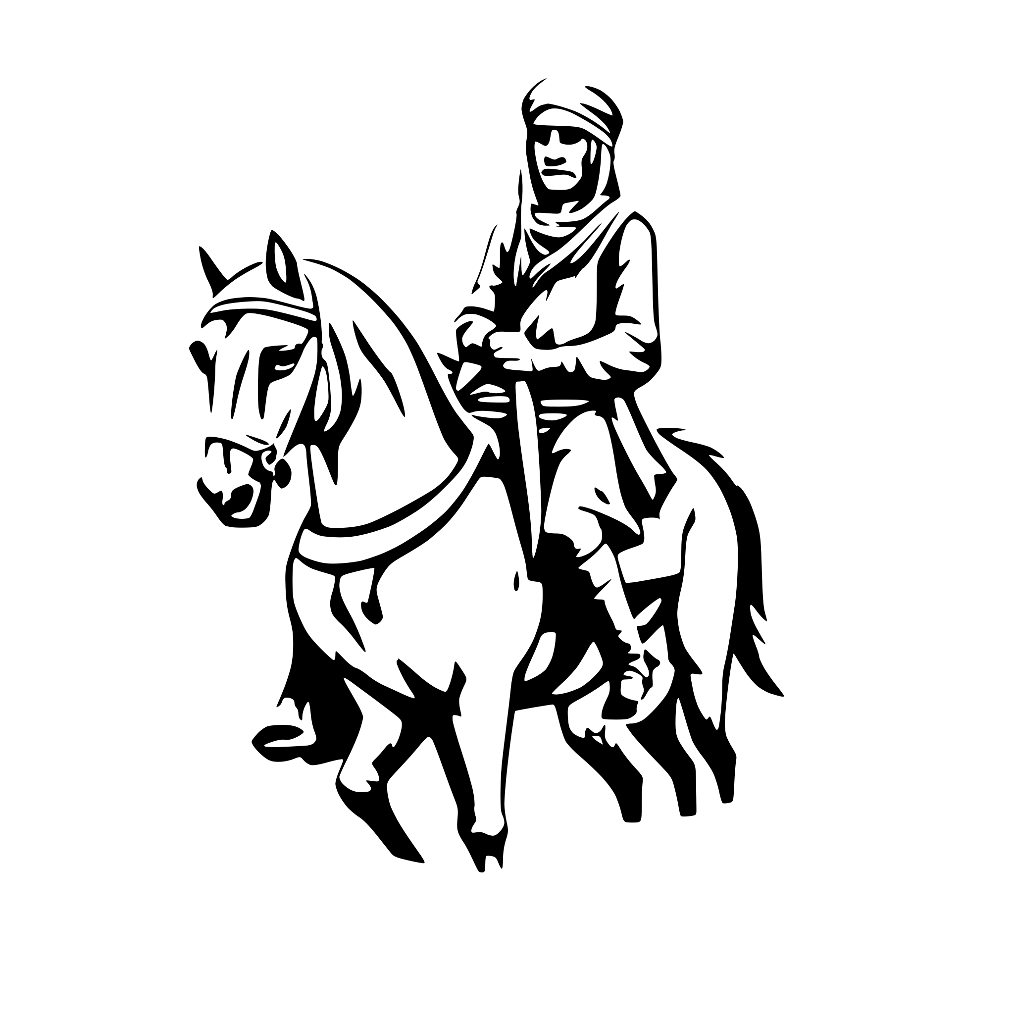 AI-generated SVG of 'Old Pashtun Muslim Warrior on Hhorse'