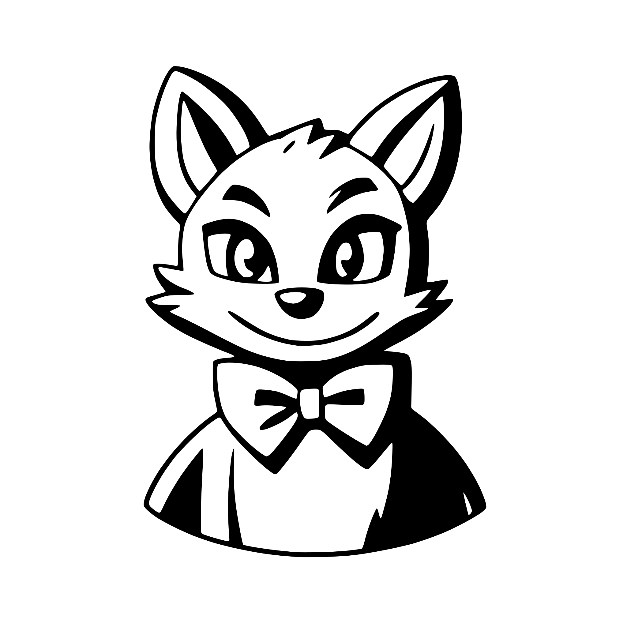 AI-generated SVG of a a grinning fox with a bow tie