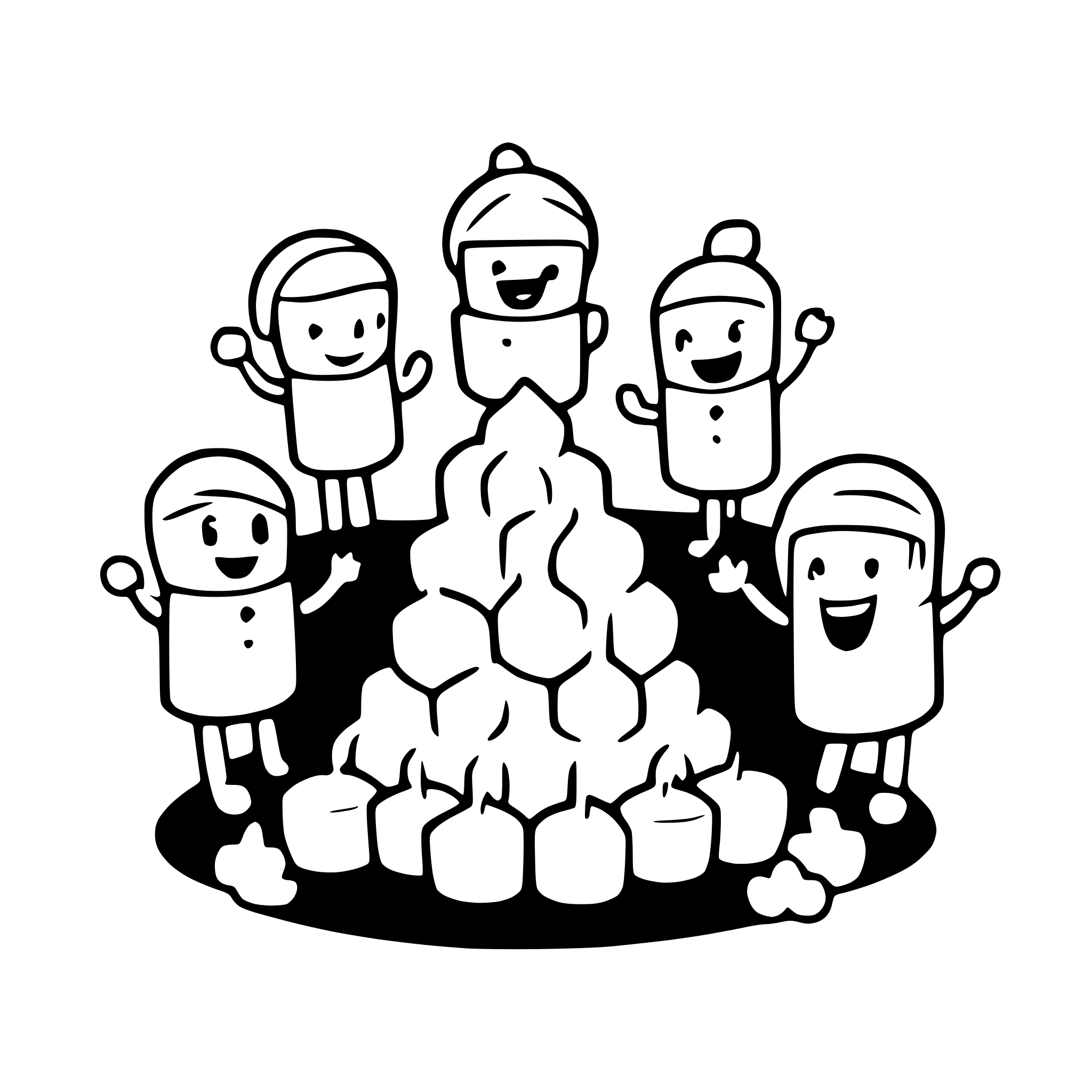 AI-generated SVG of a a group of dancing marshmallows around a campfire AI-generated SVG of a a group of dancing marshmallows around a campfire