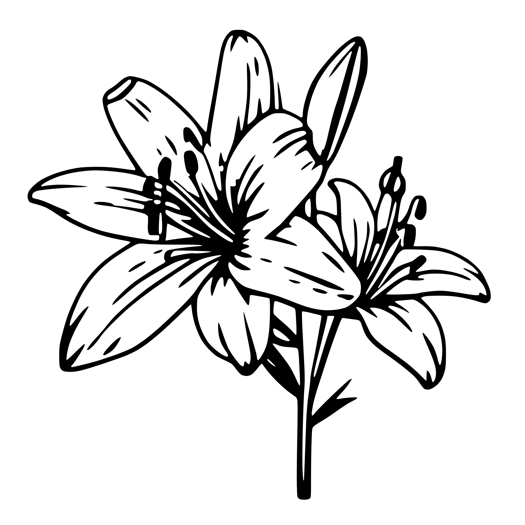 AI-generated SVG of a simple line tiger lily flower head only