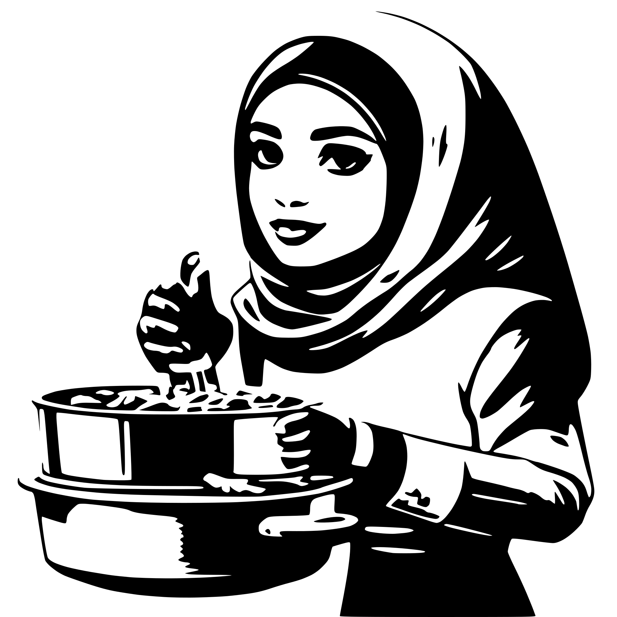 AI-generated SVG of 'a girl with a hijab cooking'