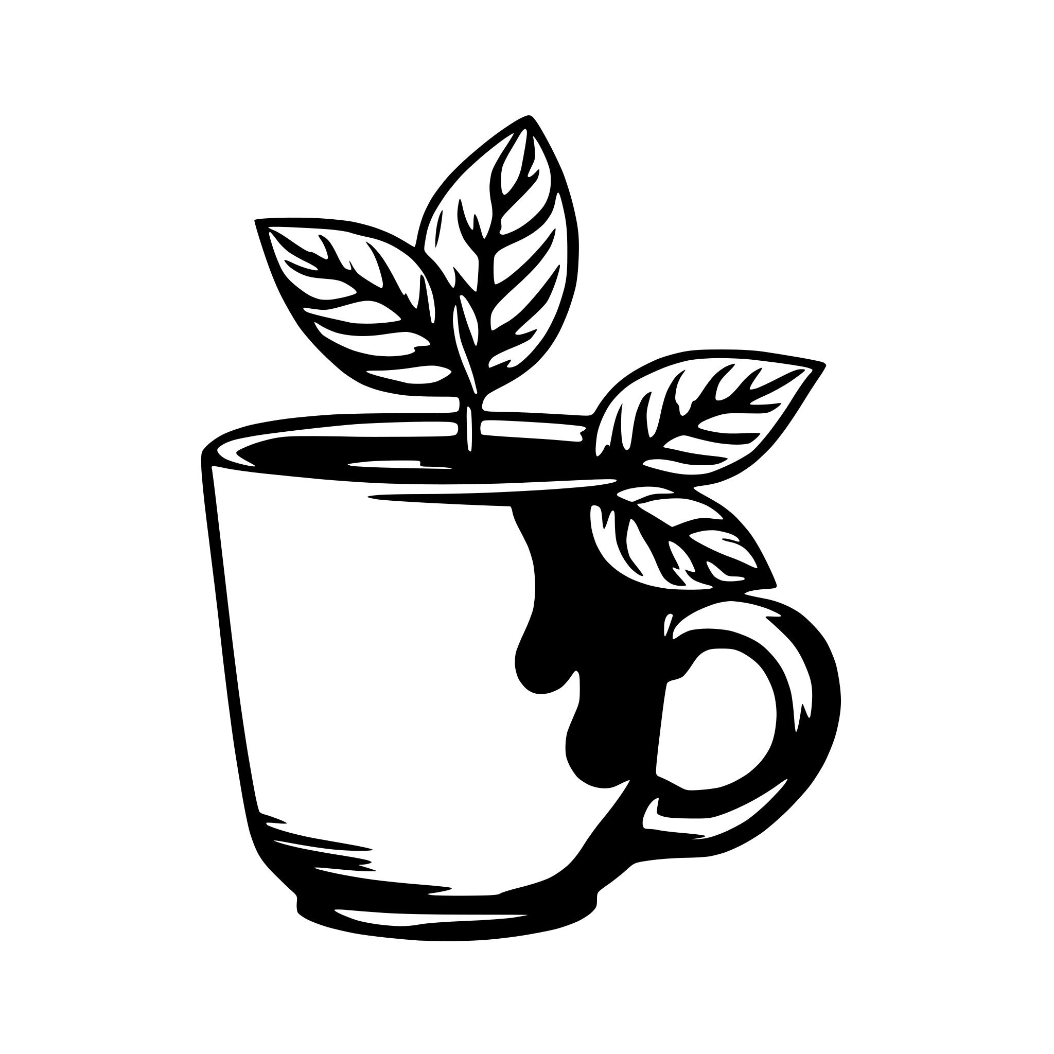AI-generated SVG of a coffee mug with a mint leaf on its side