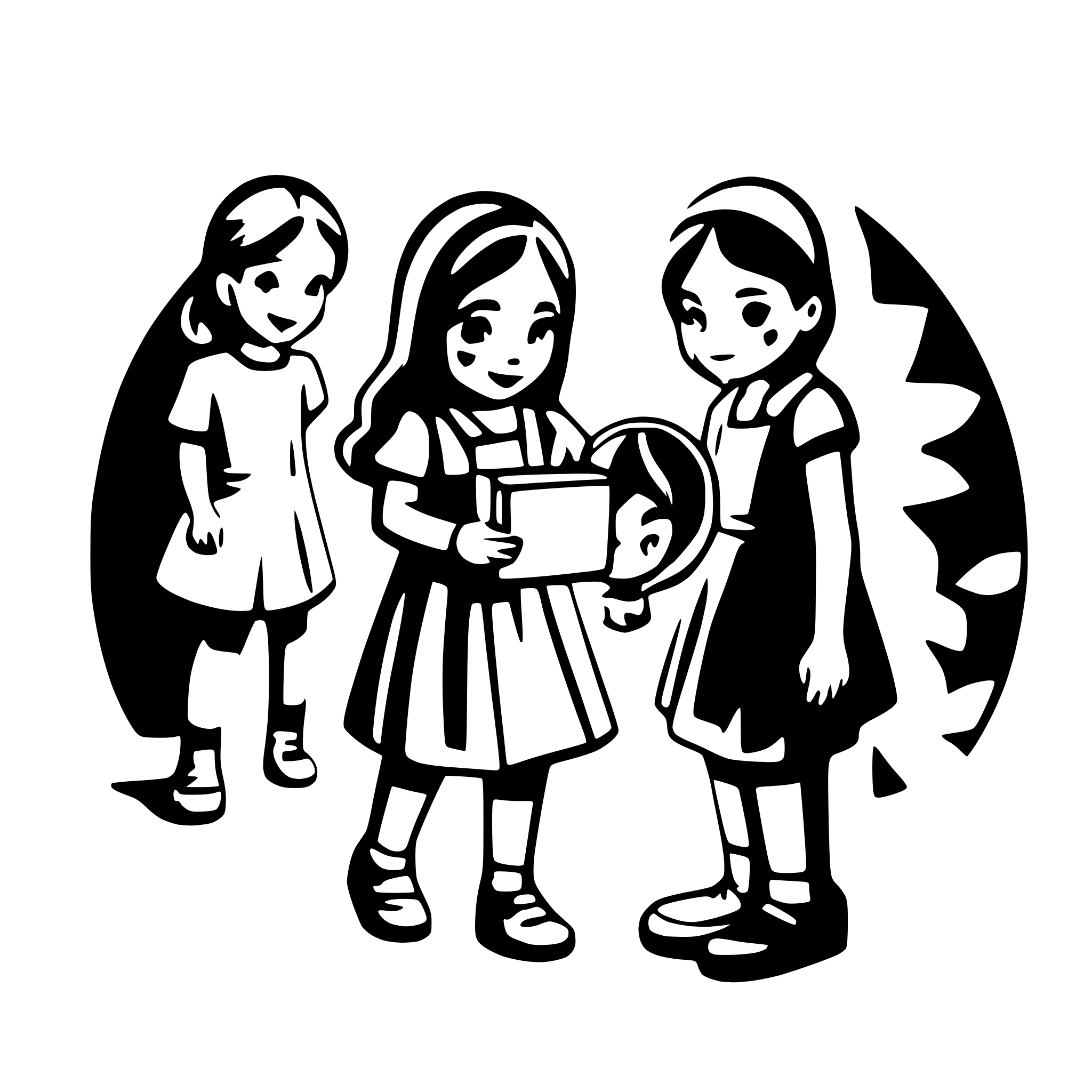 AI-generated SVG of a educator says goodbye to 8 children in the kindergarden