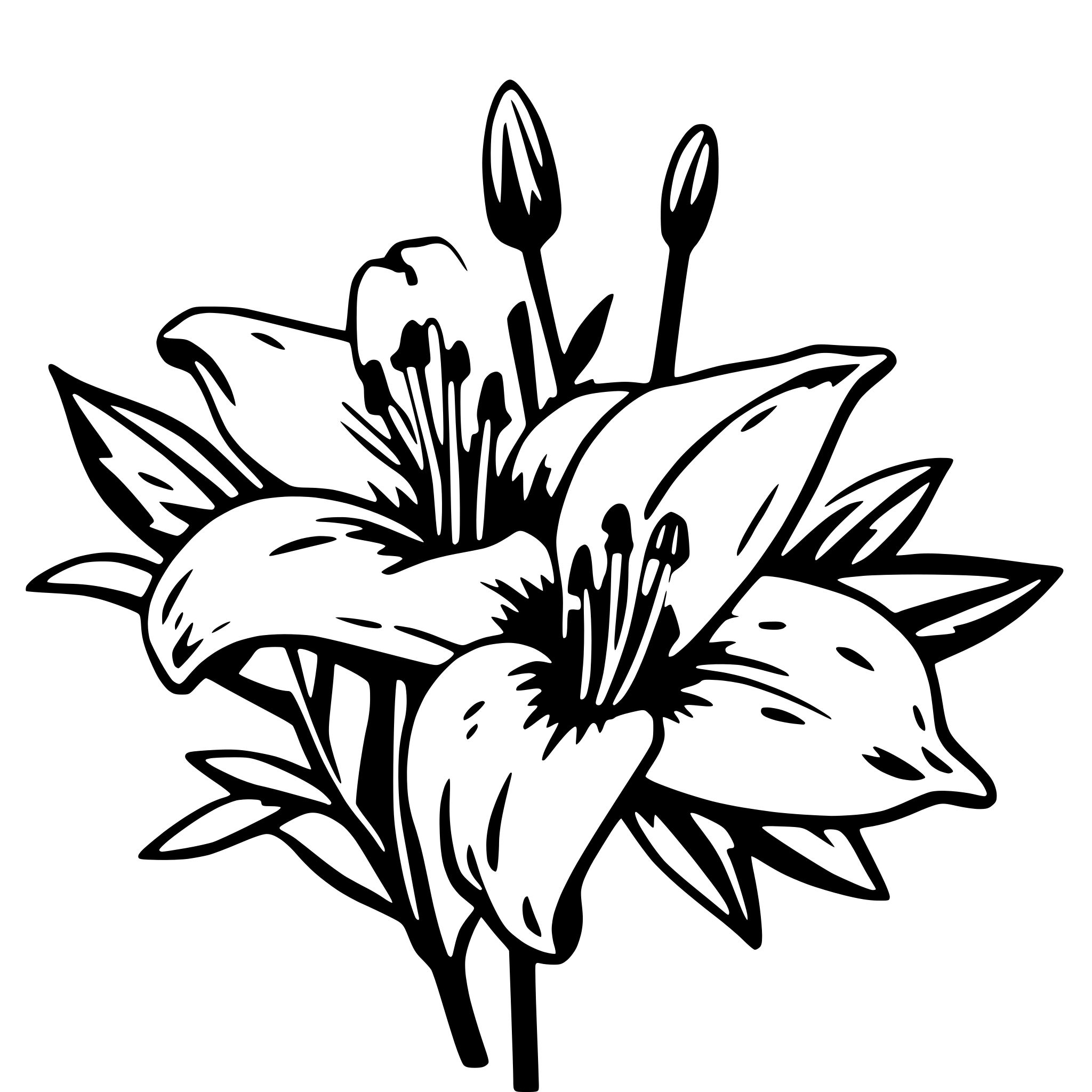 AI-generated SVG of 'simple line tiger lily flower'