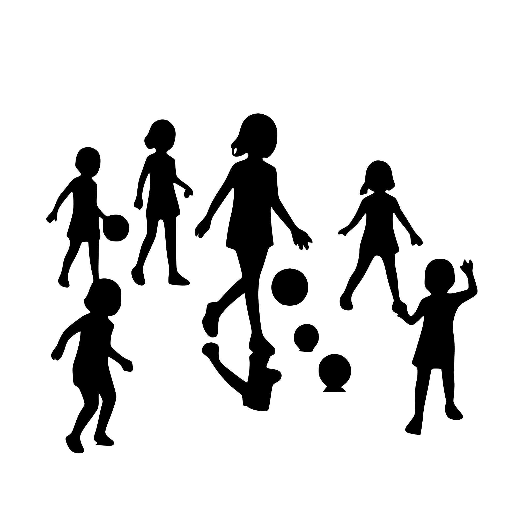 AI-generated SVG of a many playing children with a ball