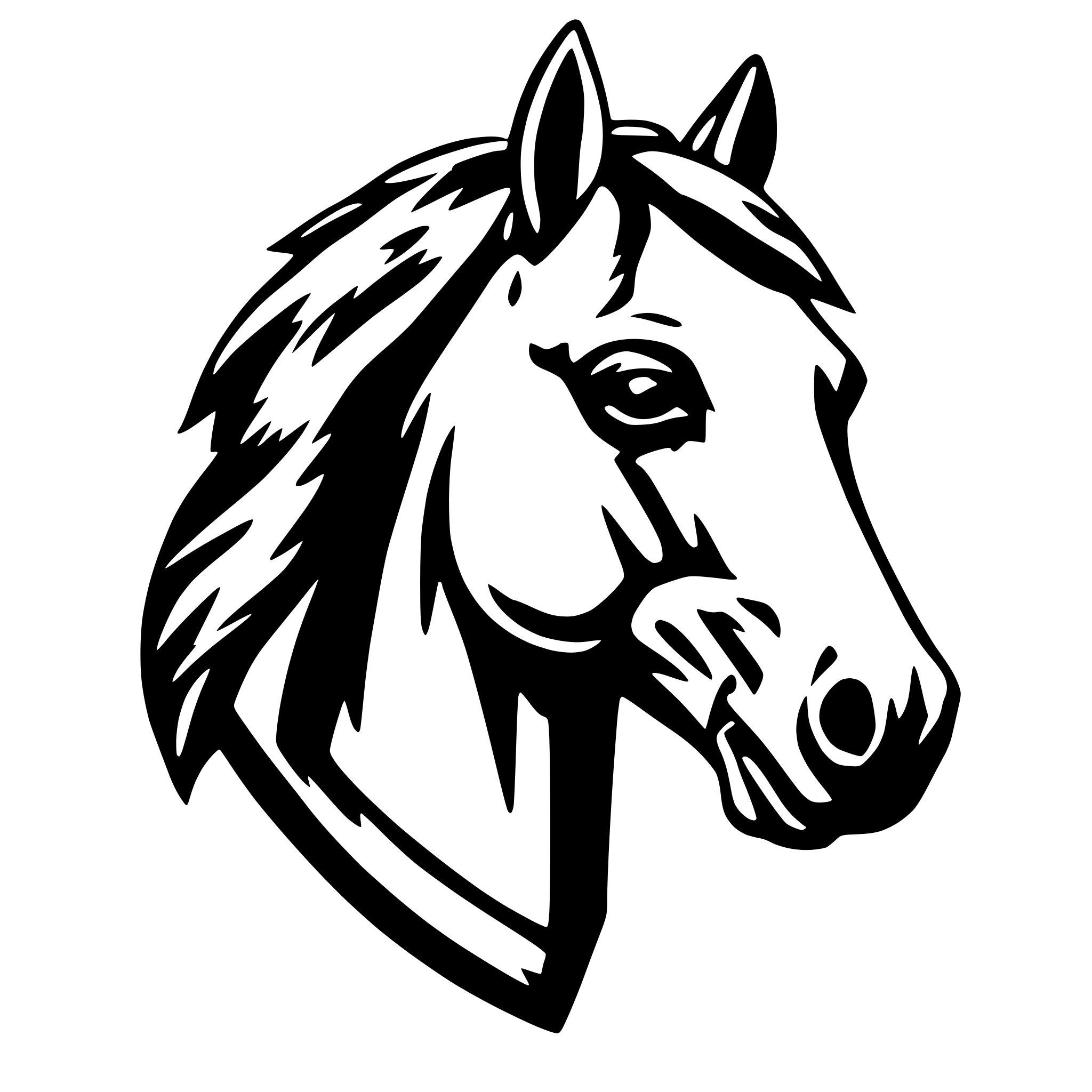 AI-generated SVG of a simple horse head in a pin