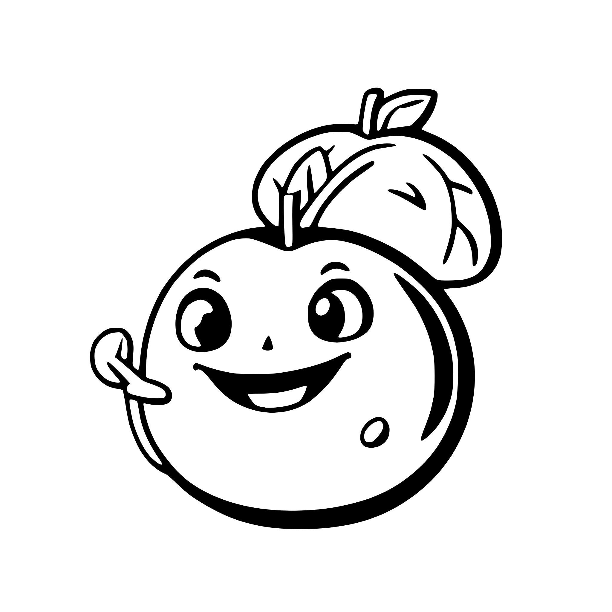 AI-generated SVG of a a smiling apple and worm duo