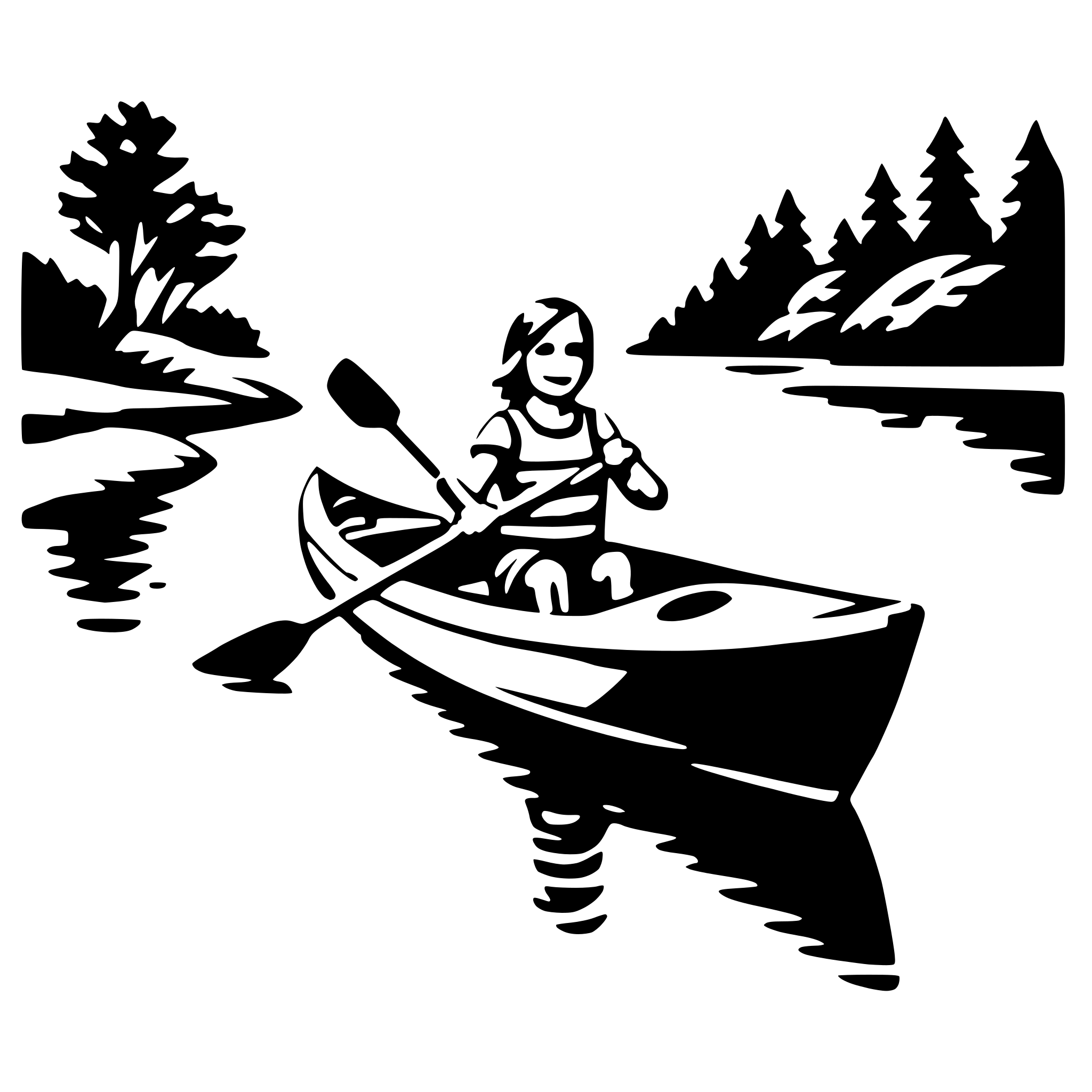AI-generated SVG of 'kayaking on river'