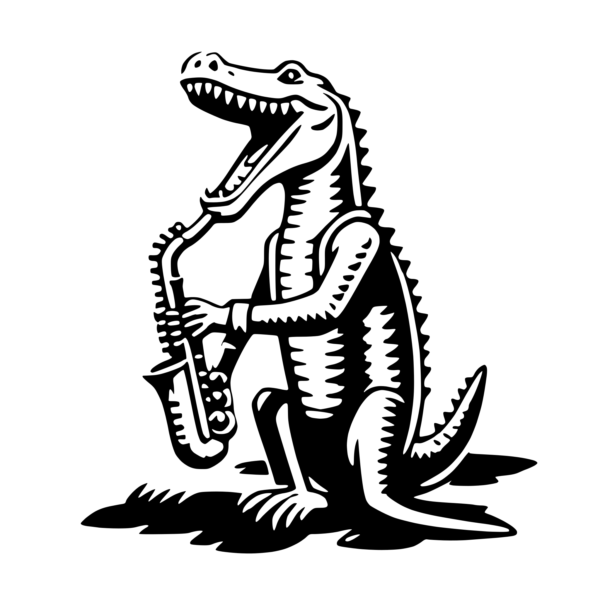 AI-generated SVG of a crocodile with saxophone
