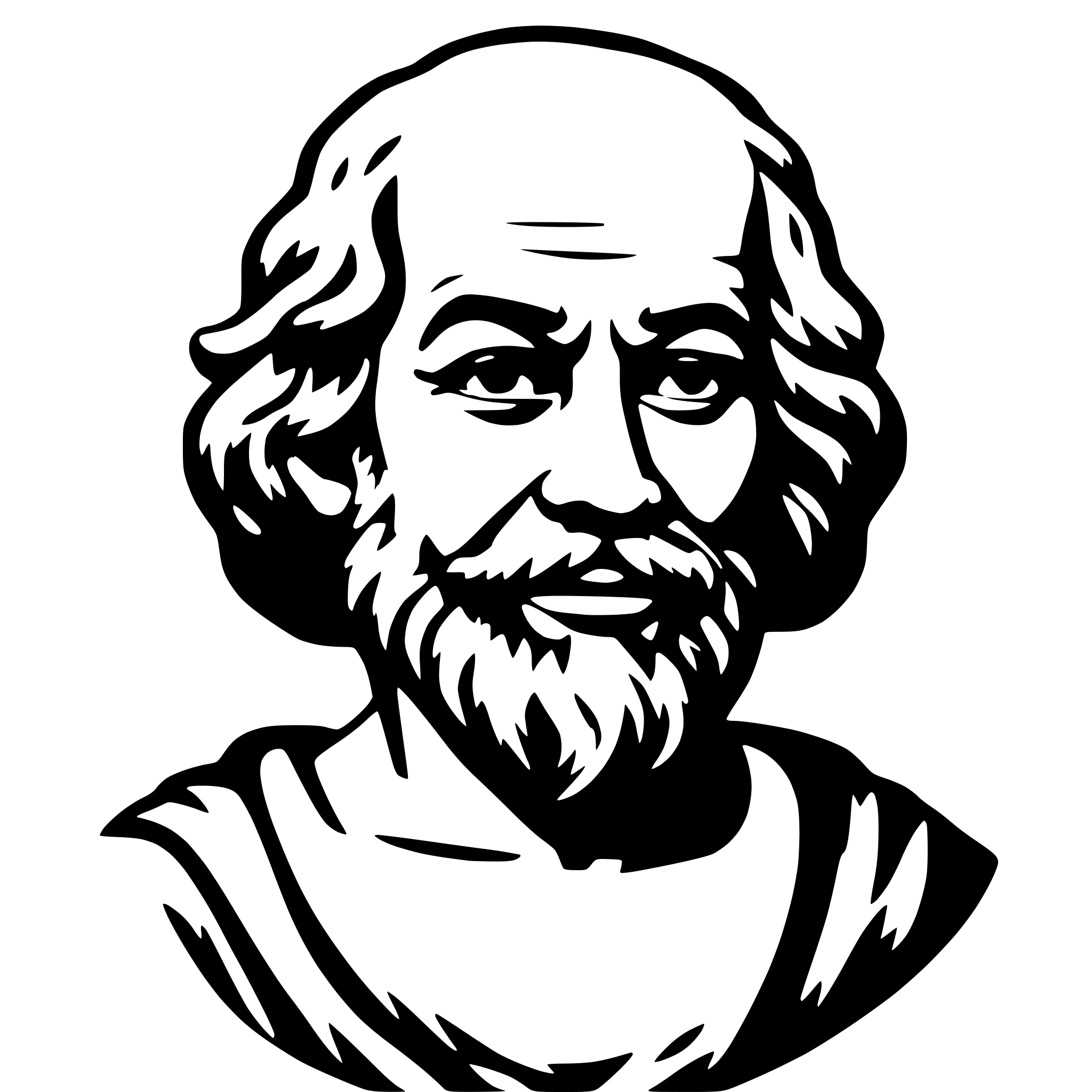 AI-generated SVG of a Socrates smiling looking left