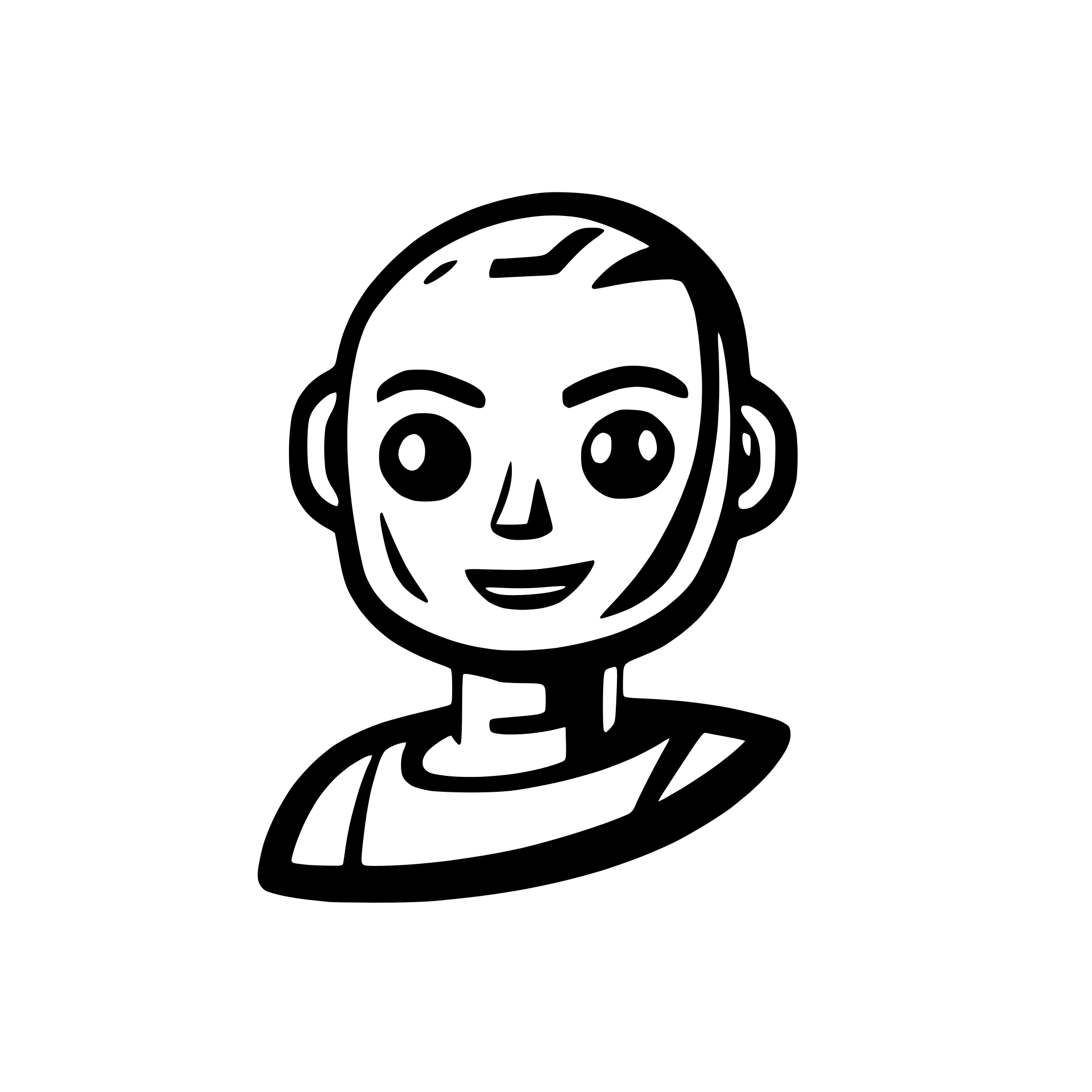 AI-generated SVG of a Create a robotic face for an AI copilot that looks cheerful,  make him smiling slightly and looking directly into the camera, it will serve as a logo