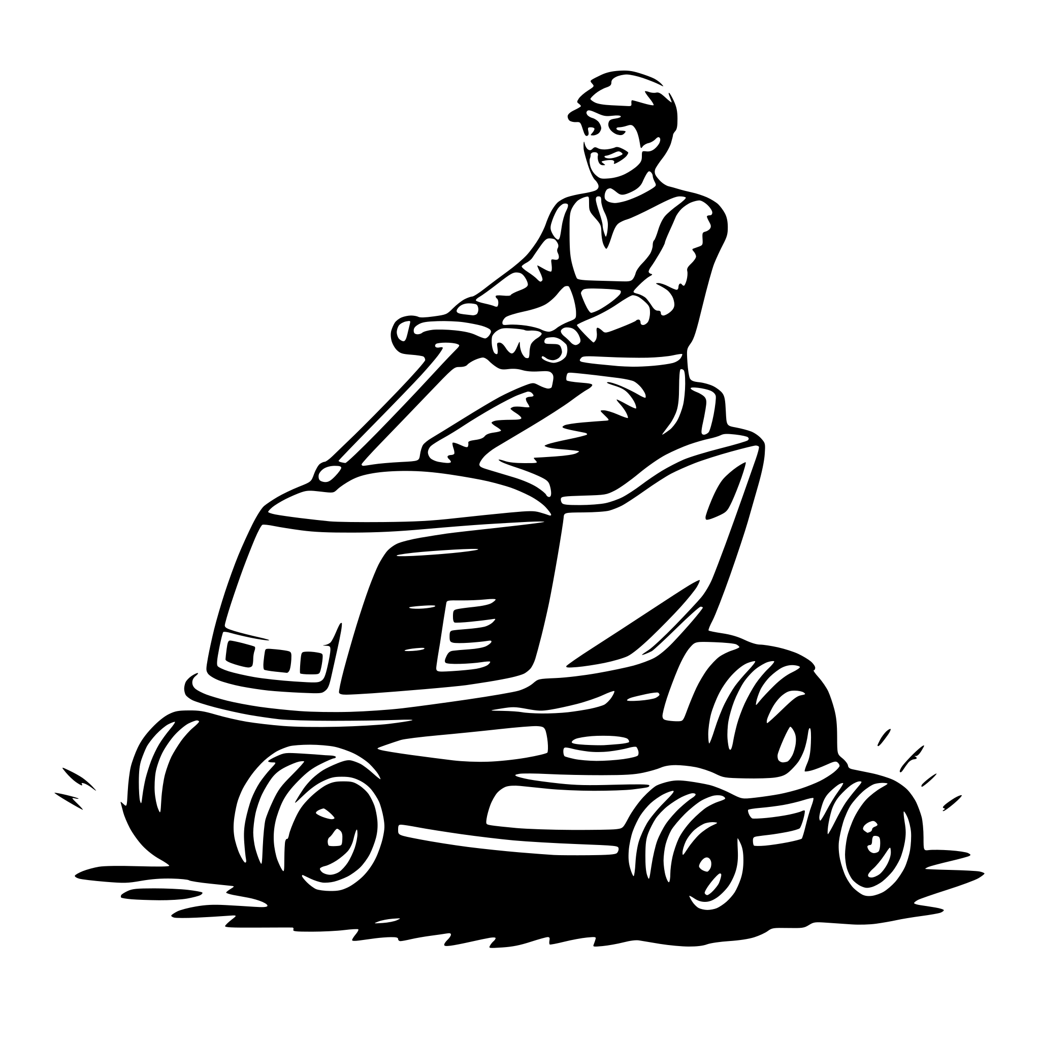 AI-generated SVG of 'flying man lawn mower'