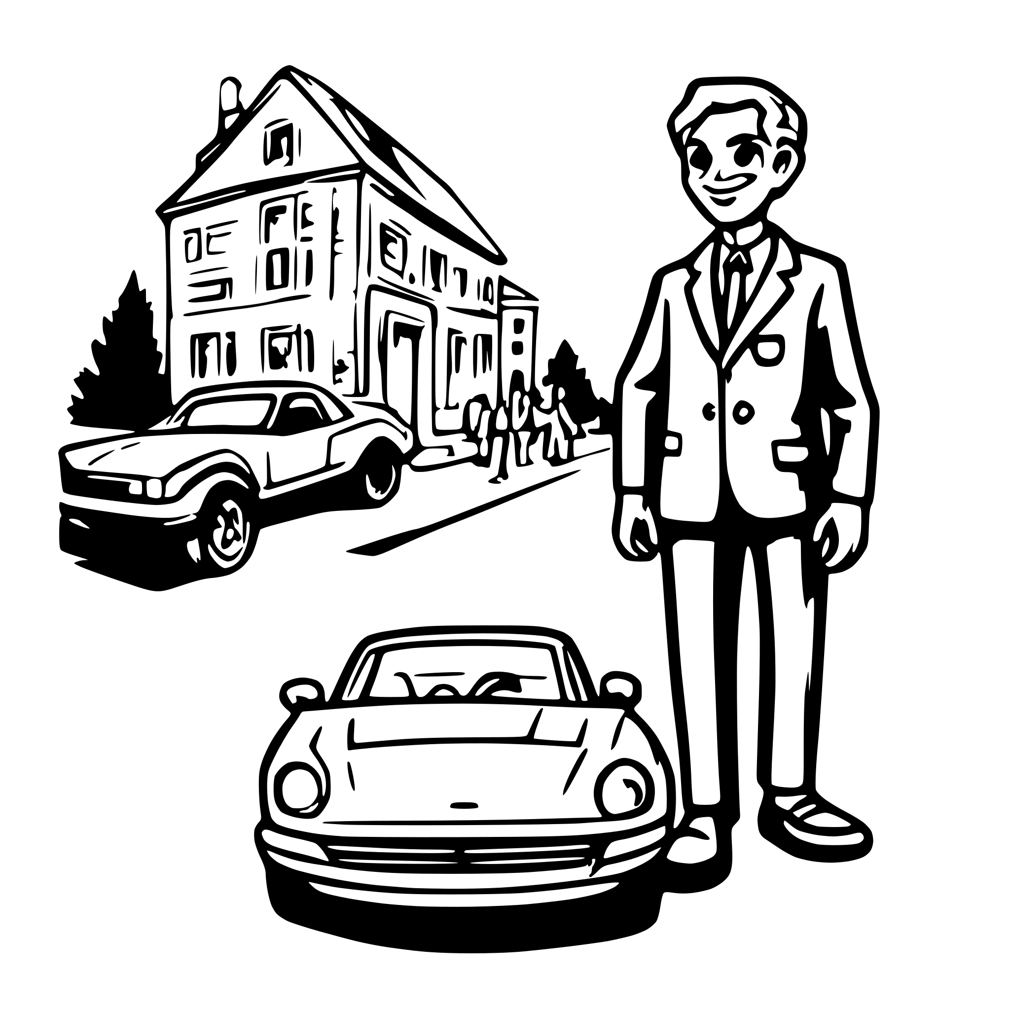 AI-generated SVG of a "Create a banner image for the 'Ford Innovation Summit 2025: Pioneering the Future of Mobility.' The image should evoke a sense of time travel and innovation. Visualize Henry Ford standing next to a DeLorean car modified with futuristic technology, as if he's about to embark on a journey to the future. The background should be a blend of vintage and futuristic cityscapes, with subtle nods to the 'Back to the Future' movie (e.g., a clock tower, energy trails). Use a color palette that combines cl