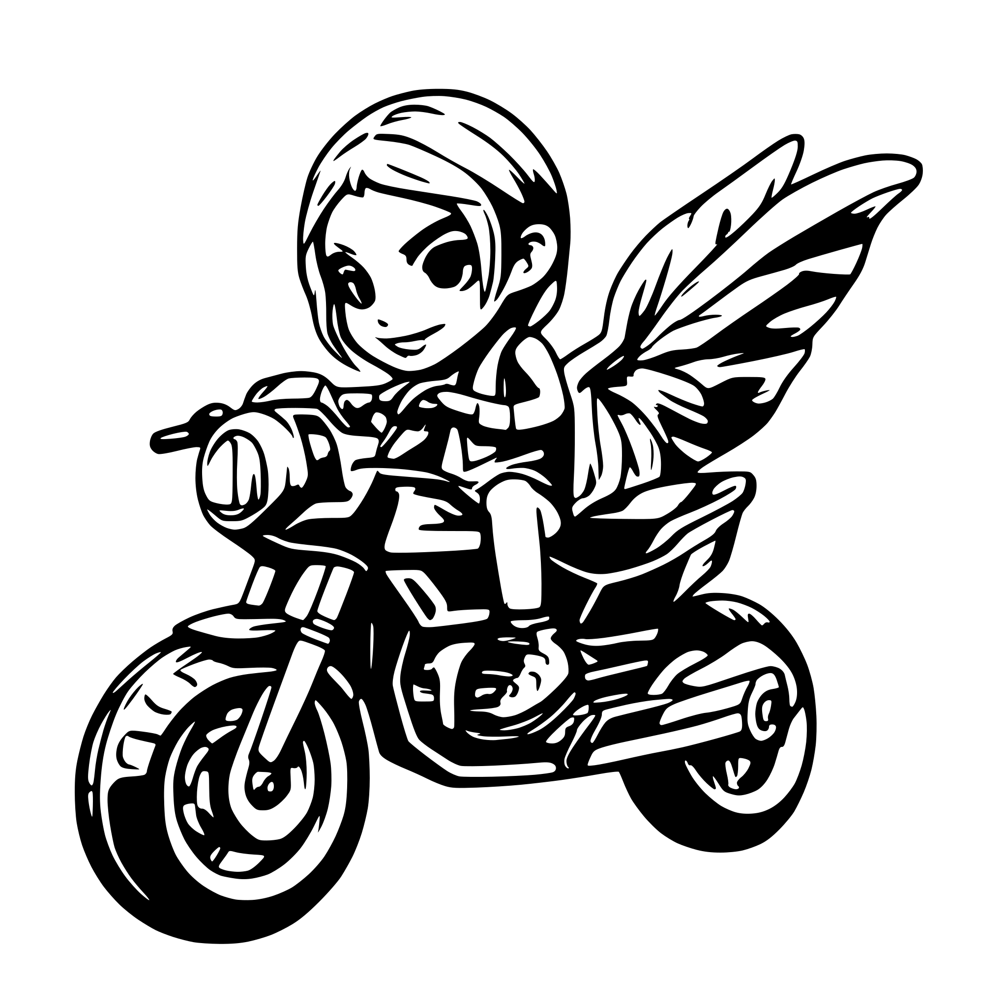 AI-generated SVG of a purple honda grom with wings