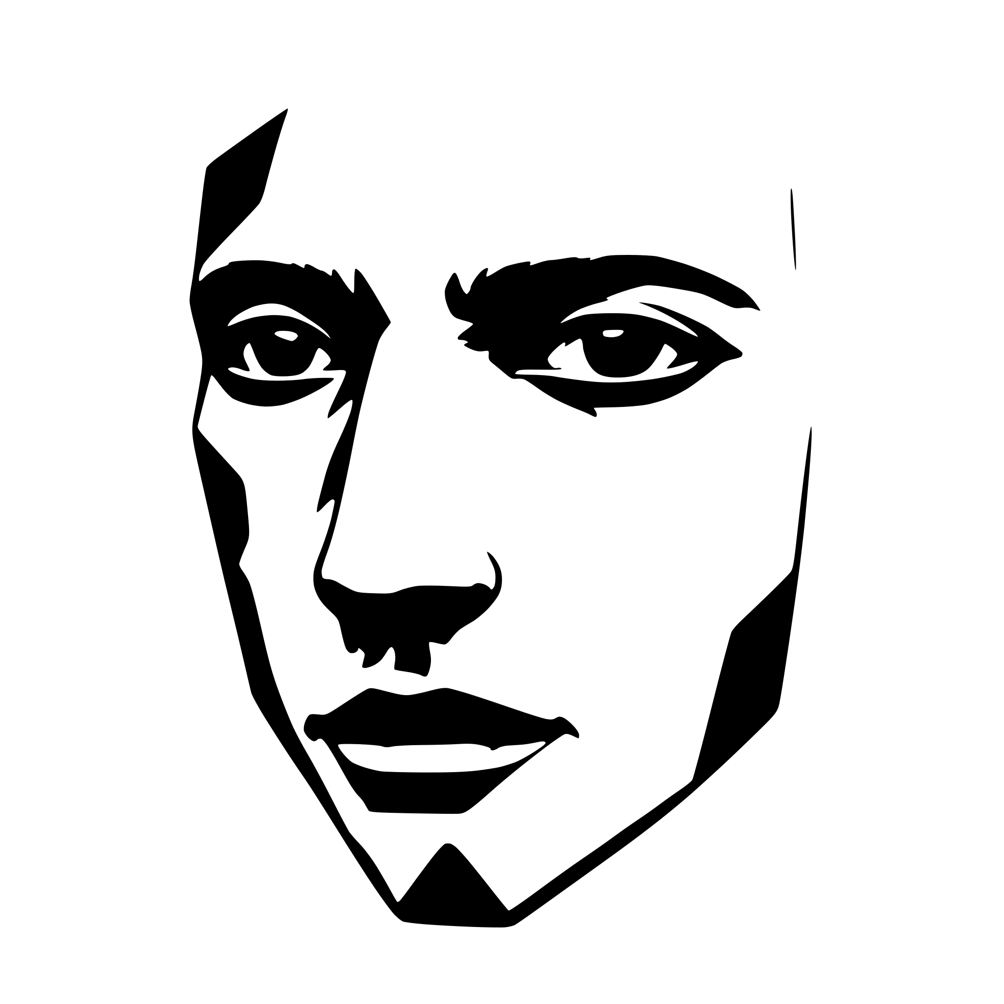 AI-generated SVG of 'A blue triangulated face shape with the edges highlighted. The face should not be recognizable.'