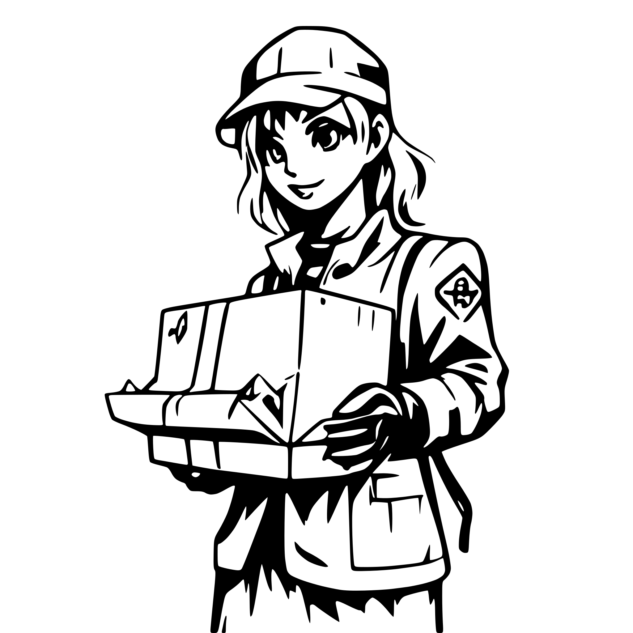 AI-generated SVG of a Create a postman with a package in the hand.