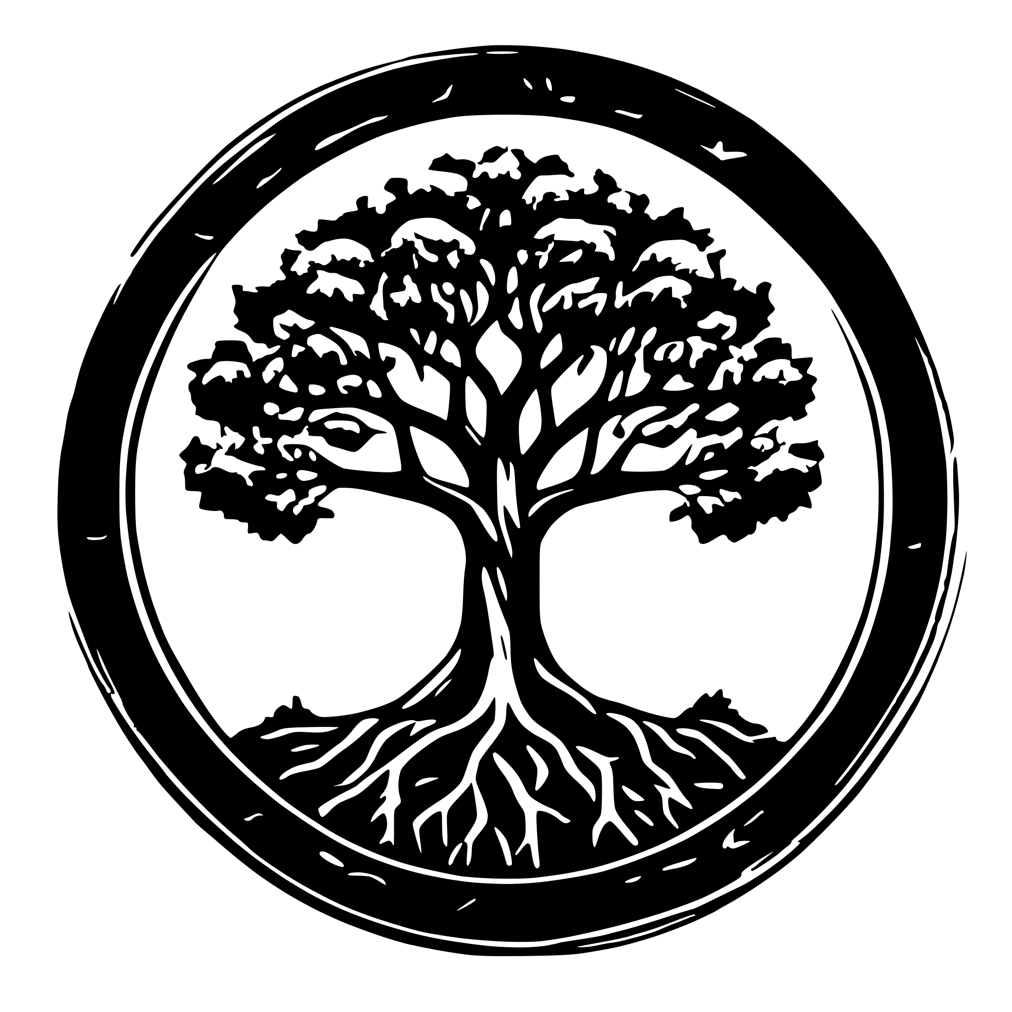 AI-generated SVG of a yggdrasil circular